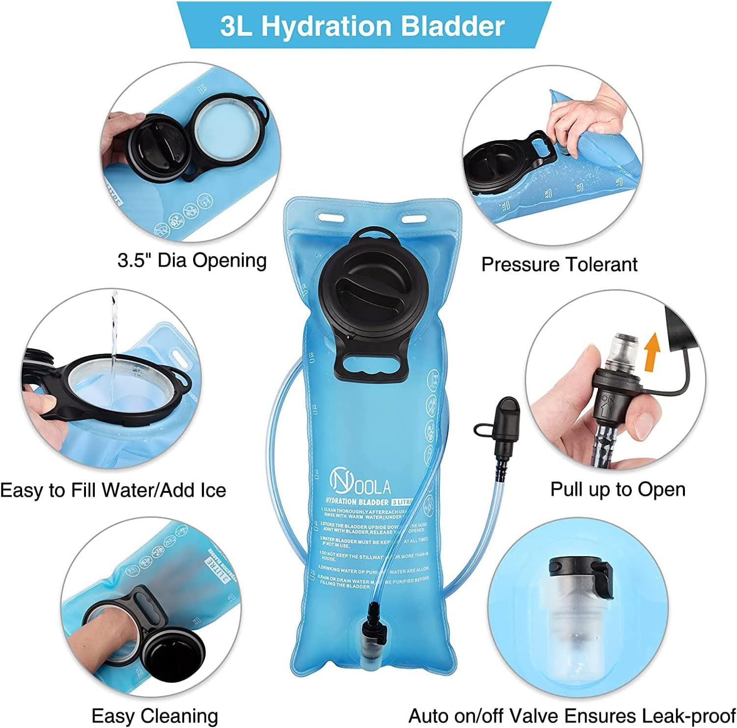 NOOLA 3L Hydration Backpack with TPU Water Bladder - Lightweight Tactical Hydration Pack for Men & Women - Molle Compatible for Hiking, Biking, Hunting & Outdoor Adventures - Perfect for Camping, Running & Sports Activities