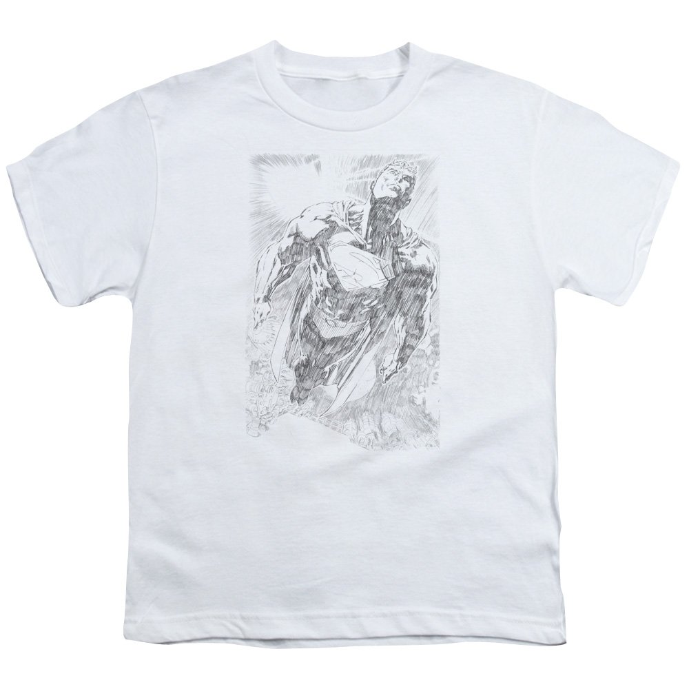 Superman Exploding Space Sketch Unisex Youth T-Shirt | Graphic Novelty Tee for Kids & Teens | Perfect for Comic Con, Cosplay & Superhero Fans
