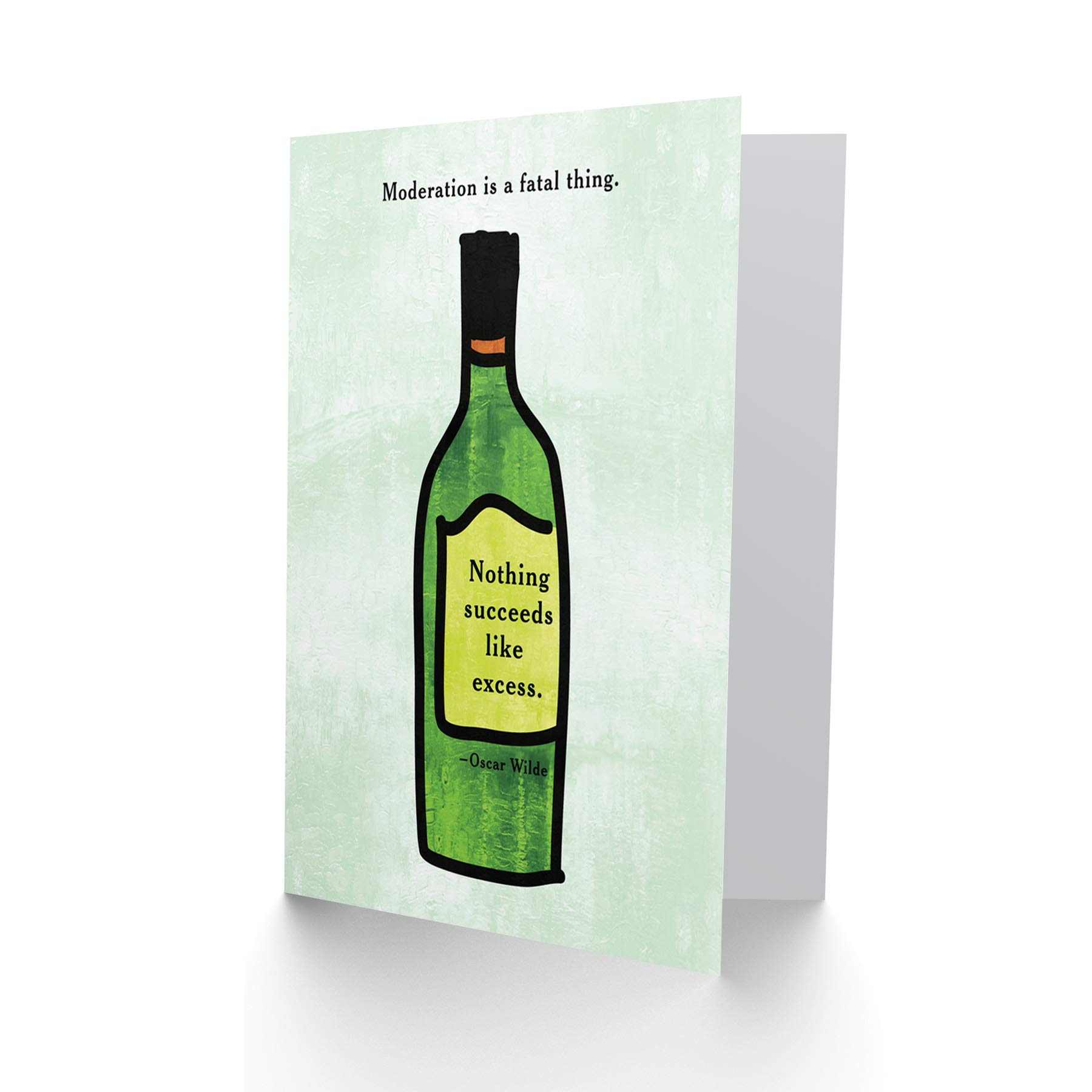 Wee Blue Coo Oscar Wilde Moderation Quote - 'Everything in Moderation, Including Moderation' Wine Themed Blank Birthday Card - Perfect for Wine Lovers & Literary Fans