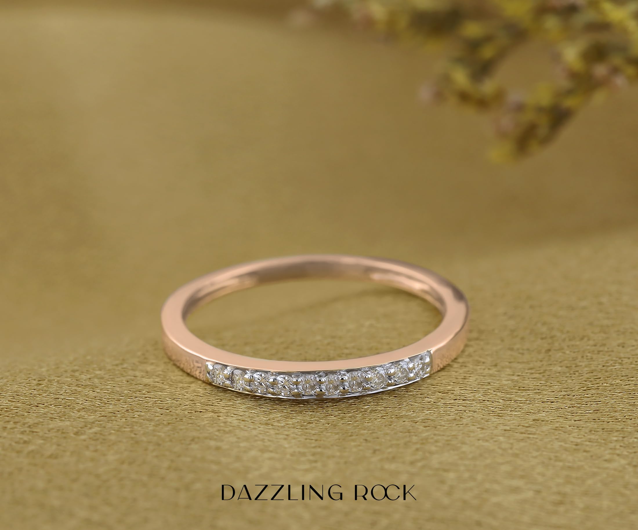 Dazzlingrock 14K Solid Gold Stackable Ring for Women - 0.15 CTTW Round White Diamond Minimalist Band | Perfect for Everyday Wear, Anniversary Gifts & Wedding Stack Rings