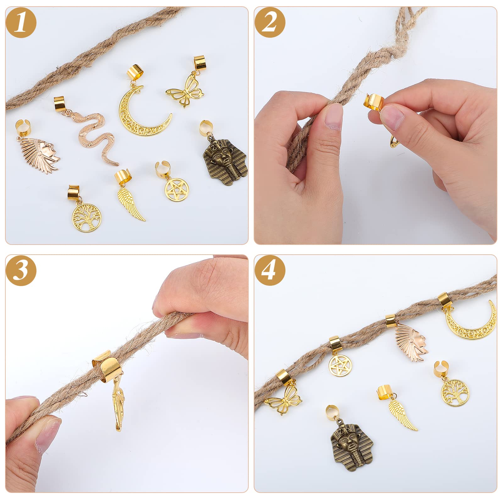 40 Pcs Gold Hair Clips for Braids & Locs - African Style Butterfly Hair Jewelry Beads, DIY Hair Charms & Pendants - Perfect for Braiding, Hair Accessories & Decoration - Great for Parties, Weddings & Everyday Styling