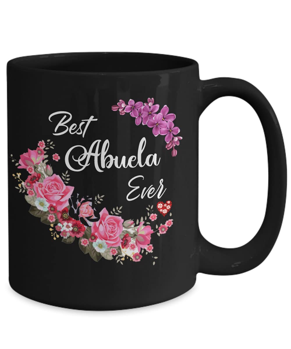 Best Abuela Ever Coffee Mug - Floral Spanish Gift for Grandma