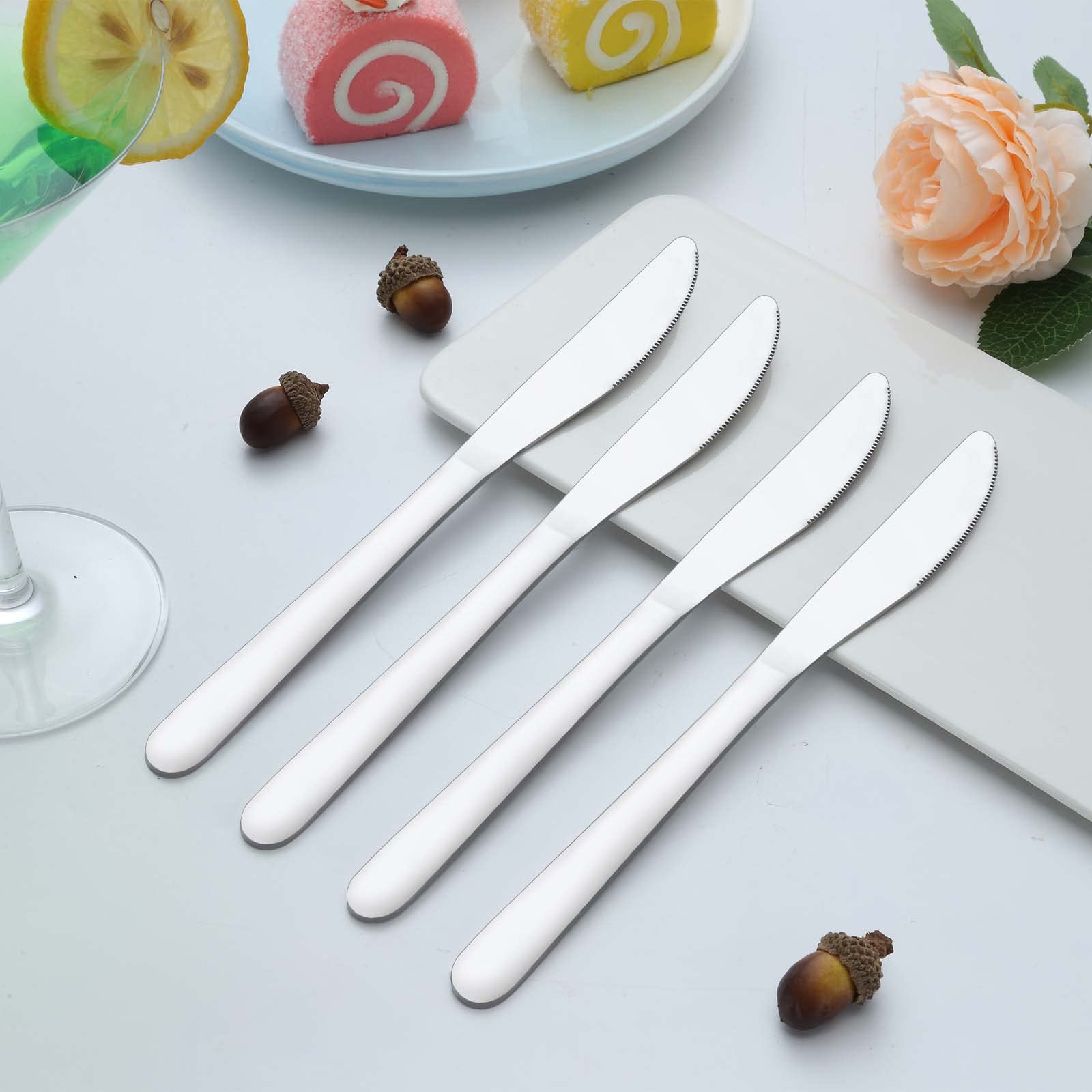 24-Piece Stainless Steel Knife Set - 9-Inch Dinner & Butter Knives, Mirror Polished & Dishwasher Safe - Premium Silverware for Home, Restaurant & Kitchen - Perfect for Everyday Dining, Entertaining & Professional Use