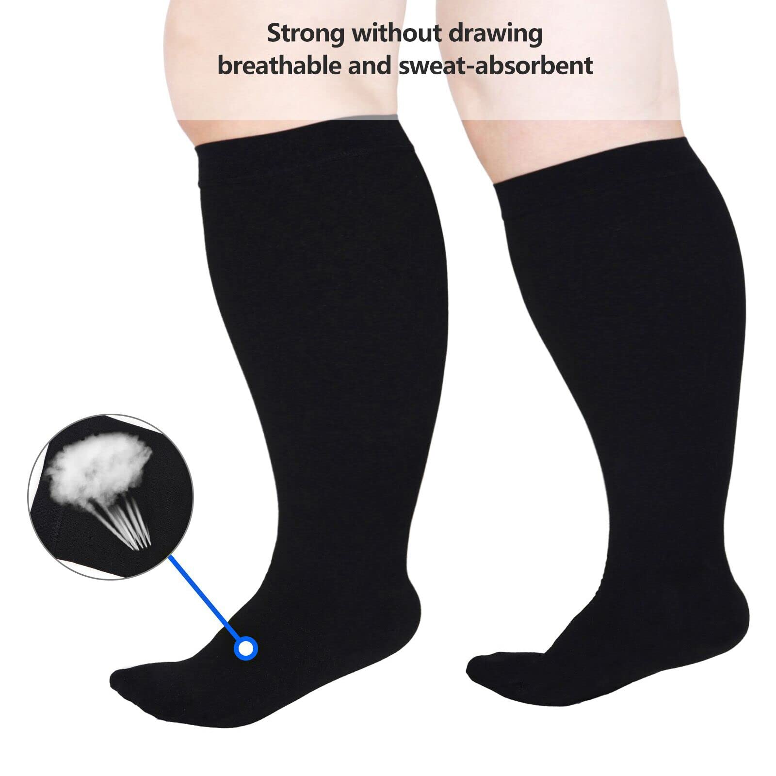 Premium Compression Socks for Women & Men - Plus Size & Wide Calf Support - Extra Large Medical Stockings for Circulation, Varicose Veins - Ideal for Travel, Running, Nursing & Recovery