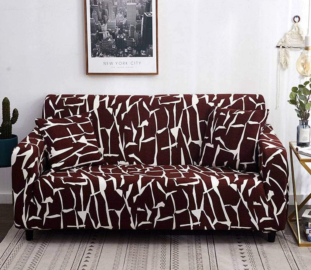 Elastic Floral Sofa Cover - Machine Washable Stretch Couch Protector with Matching Pillow Cover | Perfect for Living Room, Bedroom & Home Decor