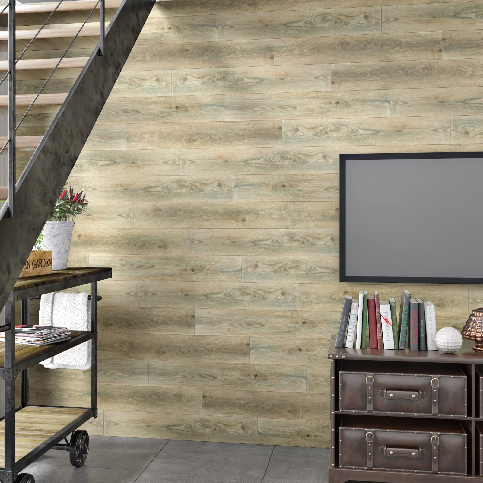6x36 Inch Peel and Stick Floor Tiles - Waterproof Self-Adhesive Wood Flooring Planks for Bathroom, Kitchen, Bedroom, Basement & Garage - Easy DIY Wall & Countertop Covering (4-Pack) - Perfect for Home Renovation & Rental Property Upgrades