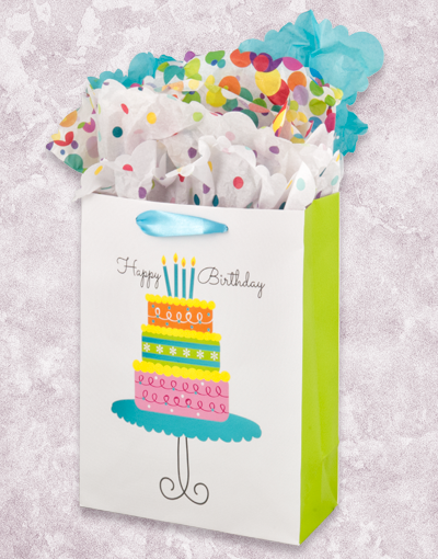 Birthday Cake Themed Gift Bags for Party Favors - Garden Floral Design Gift Bags for Birthday Celebrations, Baby Showers & Special Occasions