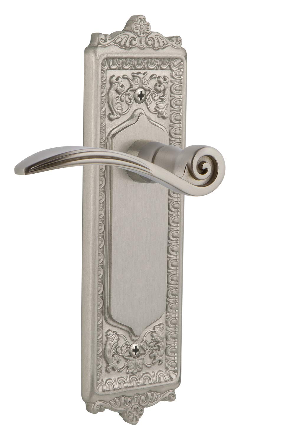 Nostalgic Warehouse Egg & Dart Plate Single Dummy Swan Lever in Satin Nickel - Vintage Style Door Handle for Classic Home Decor & Interior Design