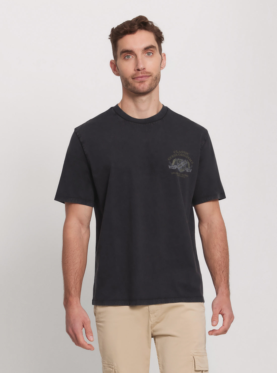 Guess Originals Black Letterman T-Shirt for Men - Vintage Style Cotton Tee - Casual Wear & Street Fashion Outfit