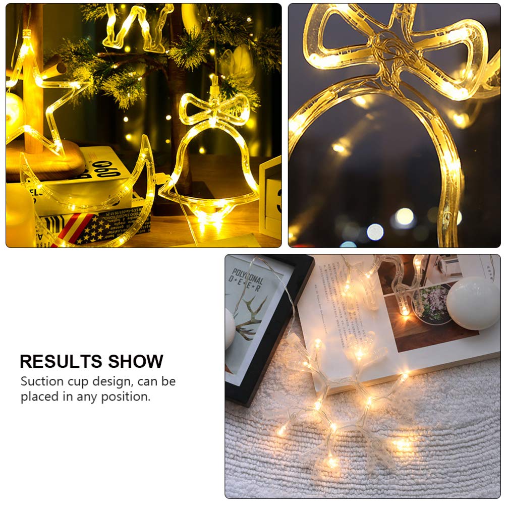 4-Pack Christmas Window Lights with Suction Cups - LED Copper Wire Hanging Lights for Xmas Tree Decor, Indoor/Outdoor Wall Sconce - Perfect for Holiday Home Decor, Bedroom, Living Room & Party Lighting