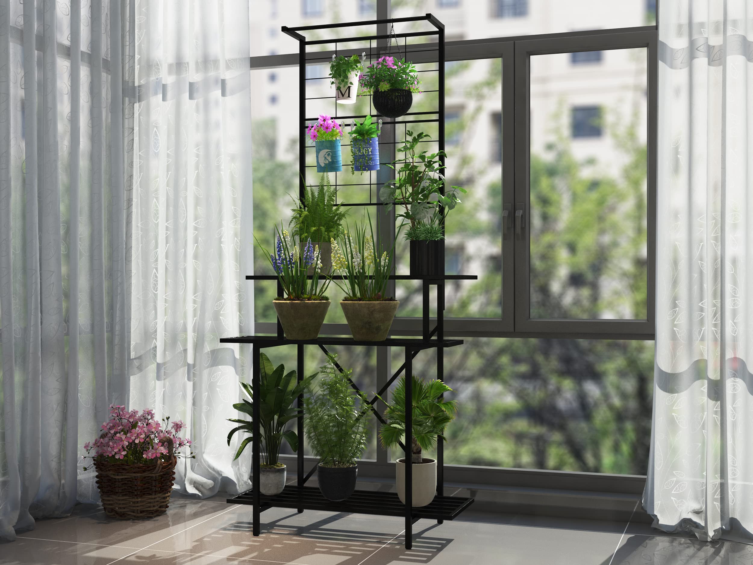 Heavy Duty Hanging Plant Pot Shelf Rack - Multi Layer Plant Stand for Indoor Outdoor Use, Home Garden Balcony Decor - Perfect for Small Spaces, Vertical Gardening & Displaying Succulents, Herbs, Flowers