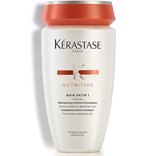 KERASTASE Nutritive Bain Satin 1 Shampoo for Dry Hair - 8.5 oz | Hydrating & Smoothing Shampoo with Irisome Technology | Perfect for Daily Hair Care & Salon-Quality Results at Home