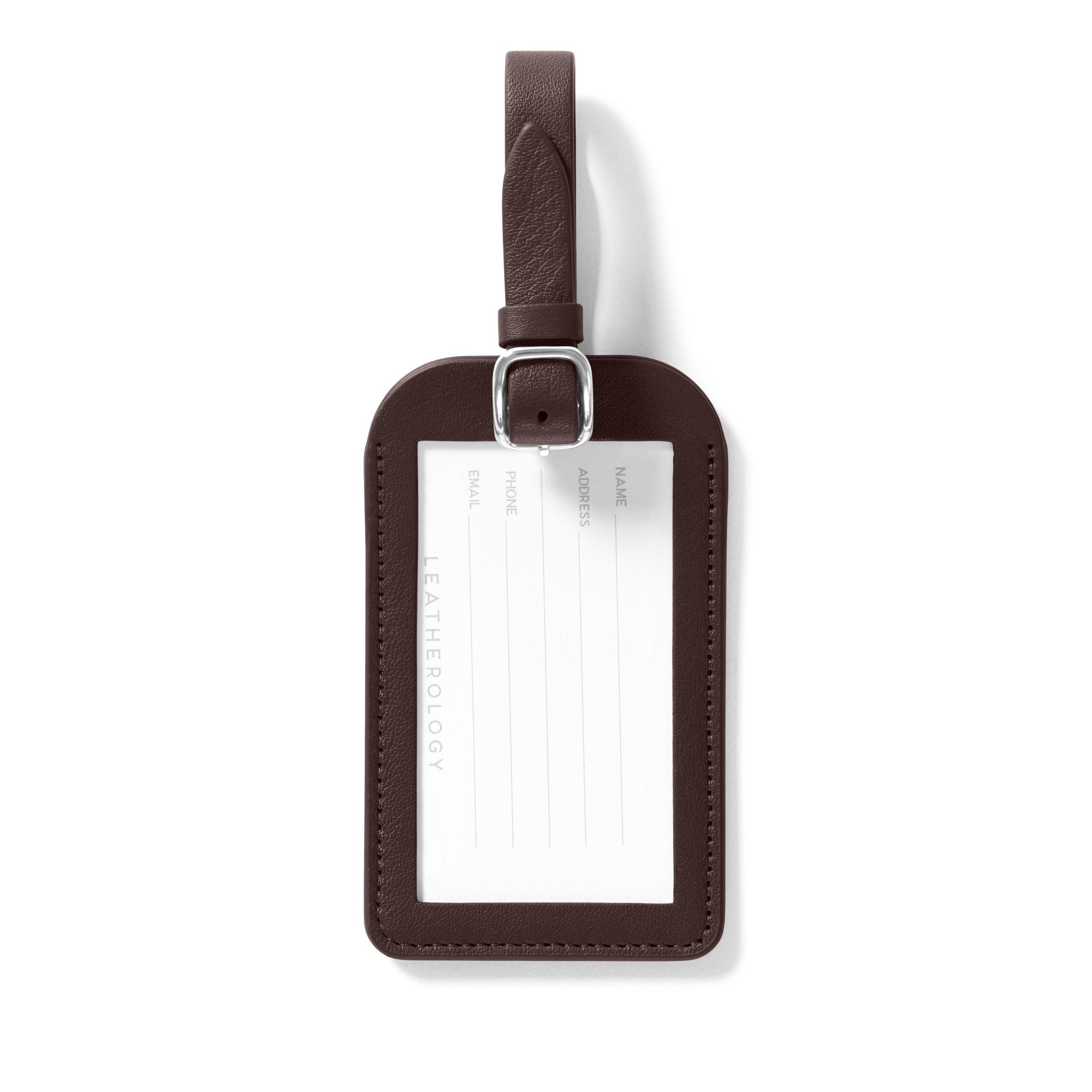 Durable Brown Leather Luggage Tag for Travel - Personalized ID Tag for Suitcases, Bags & Backpacks - Perfect for Airports, Business Trips & Vacations