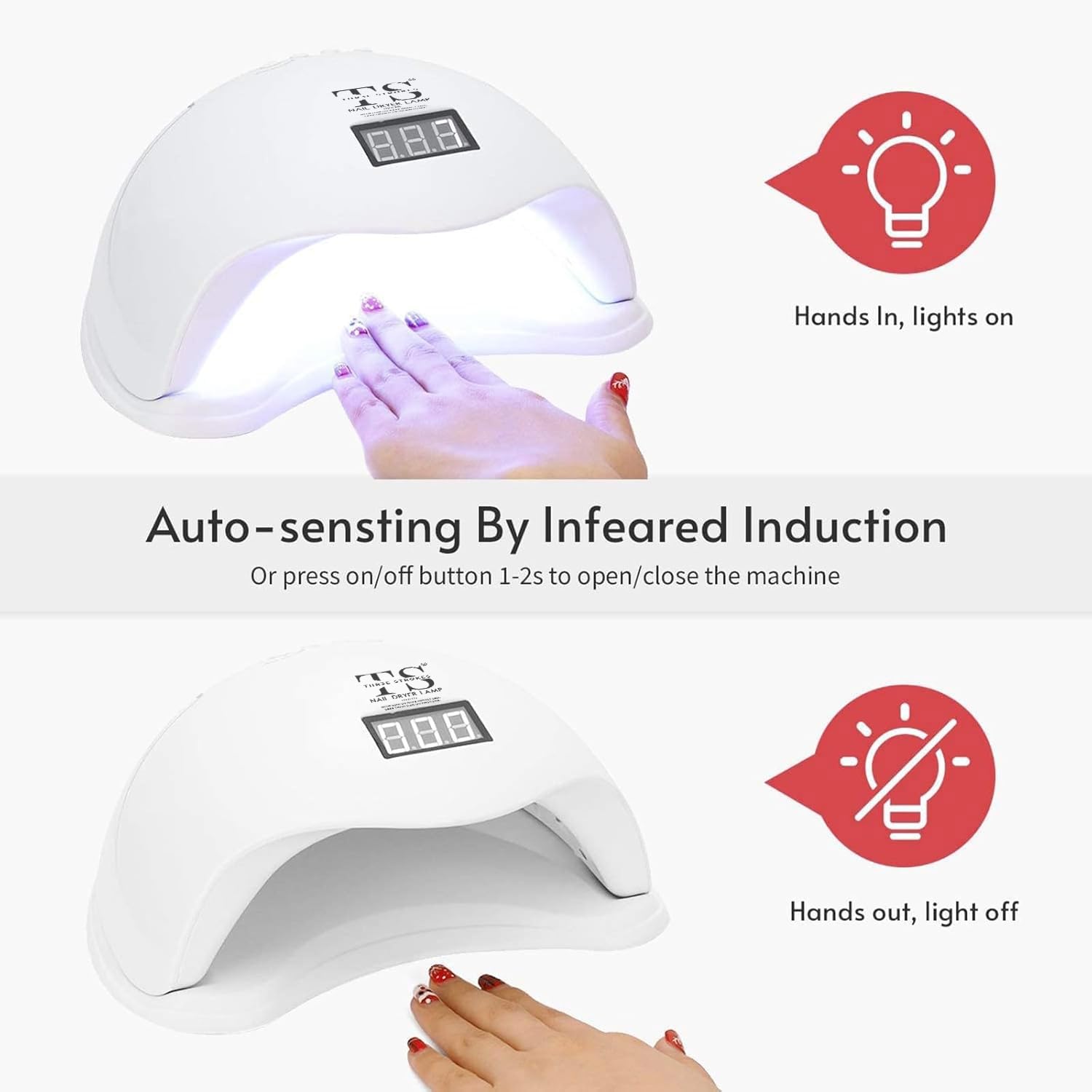 Professional THR3E STROKES UV LED Nail Lamp for Gel Polish Curing - Low UV Rays Transmission, Fast Drying & Salon-Quality Results at Home | Perfect for Manicures, Pedicures & DIY Nail Art