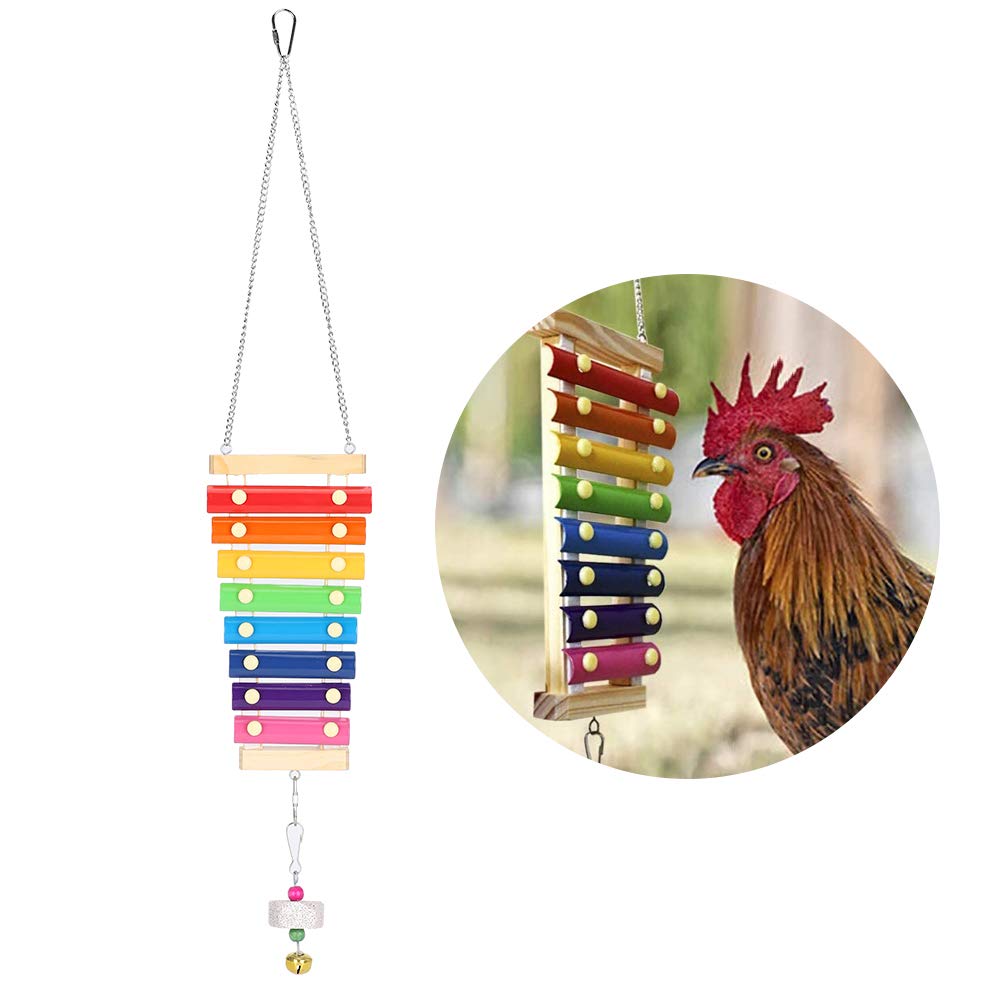 Zerodis Wooden Chicken Xylophone Toy - Pecking & Sound-Producing Enrichment for Chicken Coops | Fun Grinding Stone Activity for Poultry Entertainment & Stress Relief