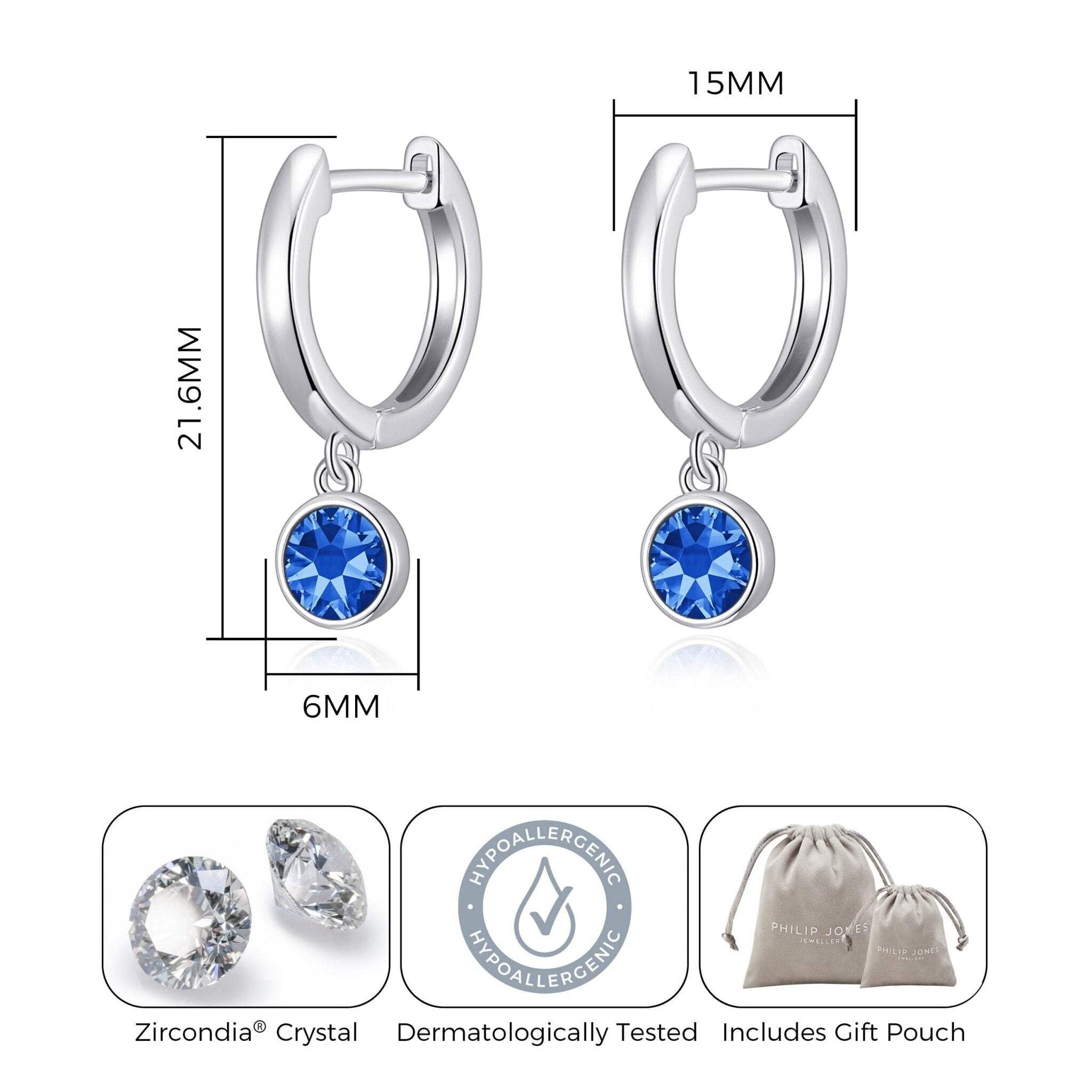 Sapphire Zirconia Hoop Earrings - September Birthstone Jewelry for Women