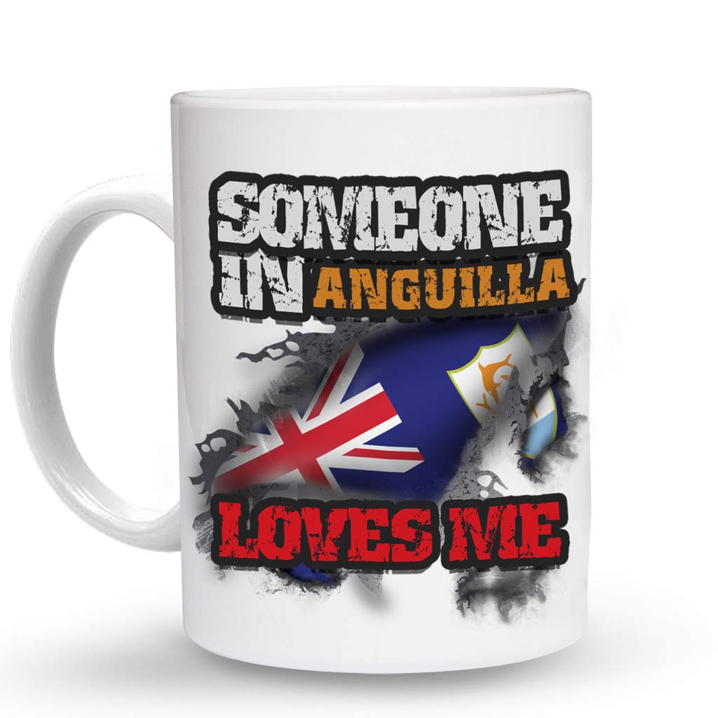 Makoroni - 'Someone in Anguilla Loves Me' 6 oz Ceramic Espresso Shot Mug - Perfect for Coffee Lovers, Souvenir Collectors & Caribbean-Themed Gifts