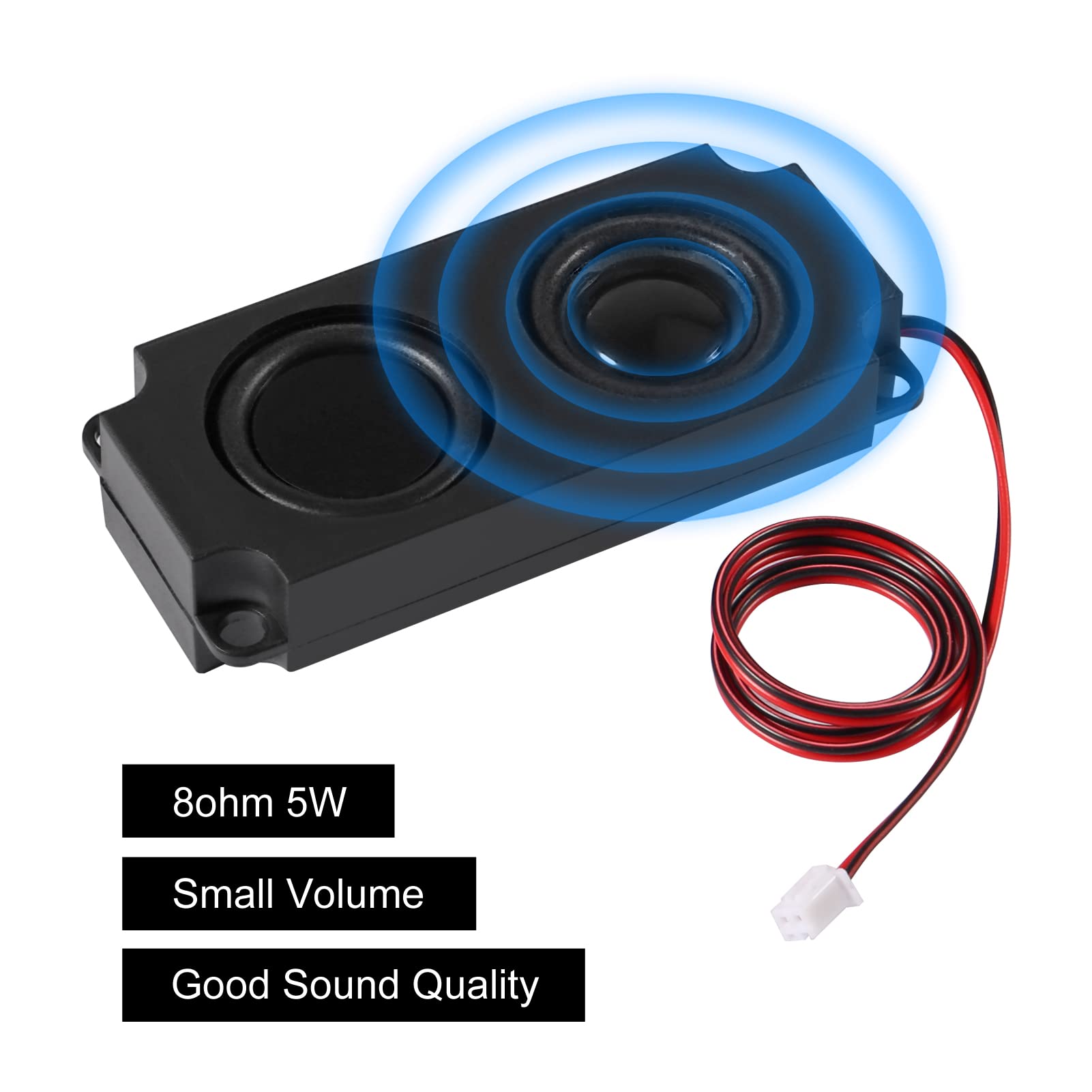 4PCS 5W 8 Ohm Mini Full-Range Speakers with JST-PH2.5mm-2 Pin Interface - Compatible with Arduino, DIY Electronics Projects - Perfect for Advertising Machines, Home Audio & DIY Prototyping