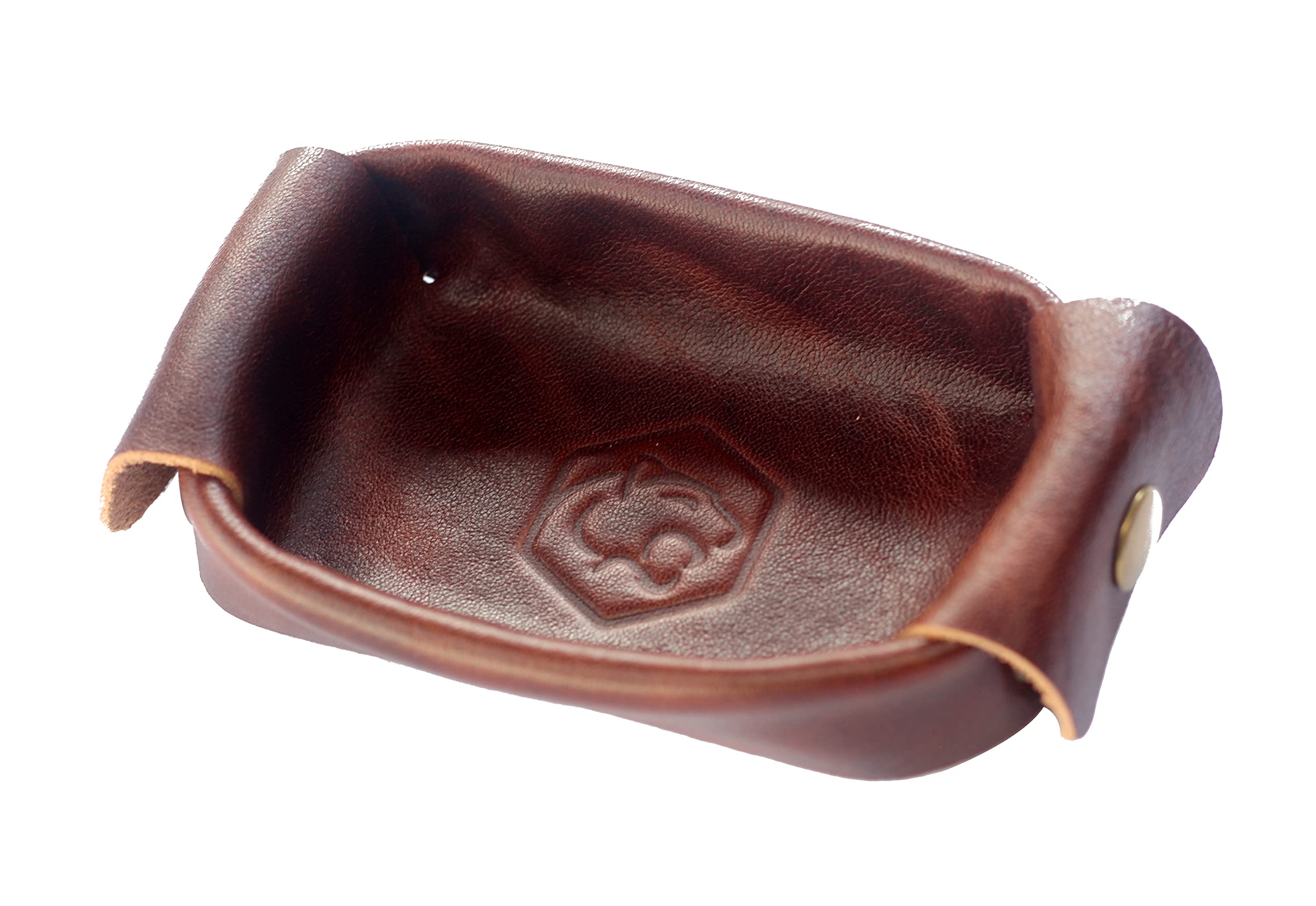 Handmade Genuine Leather Valet Tray - Brown Small Desk Organizer for Keys, Wallet & Watch | Premium Office & Home Accessory