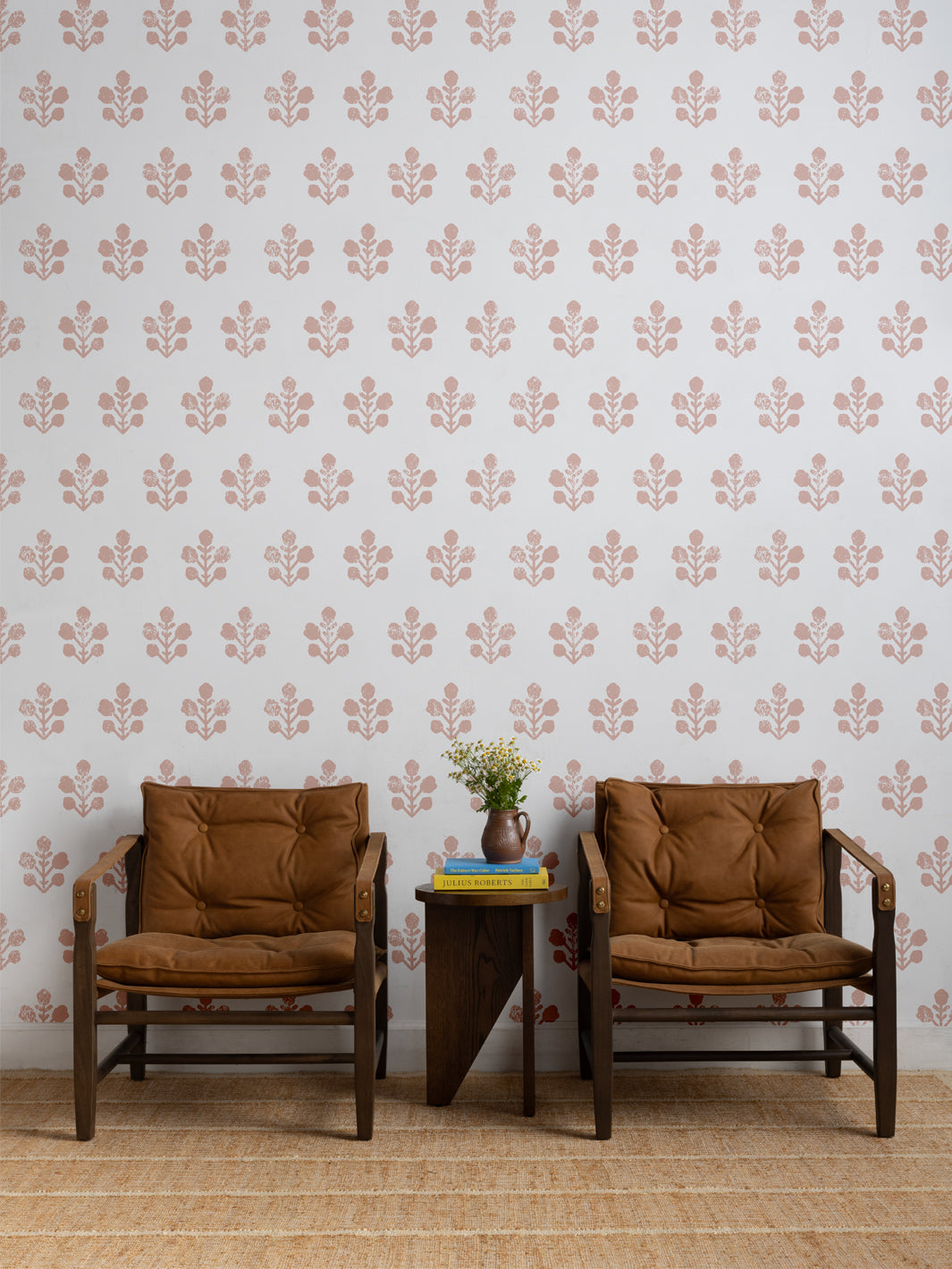 Sugar Paper Rose Ensley Large White Ground Wallpaper - Perfect for Living Room, Bedroom & Home Decor