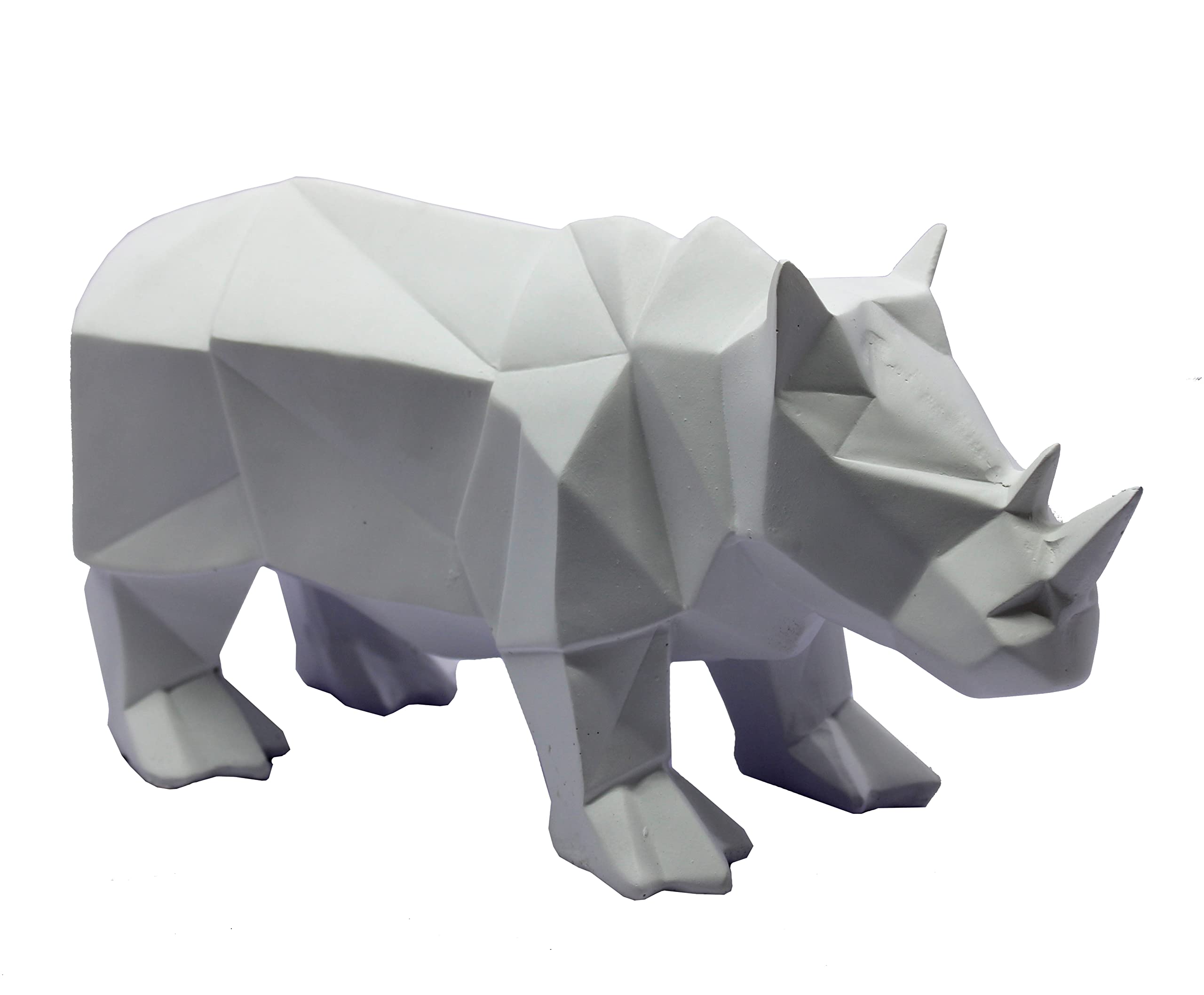 eSplanade Resin Rhino Statue - 10 Inch White Decorative Showpiece for Home & Office | Elegant Animal Figurine for Bookshelf, Desk, or Gift