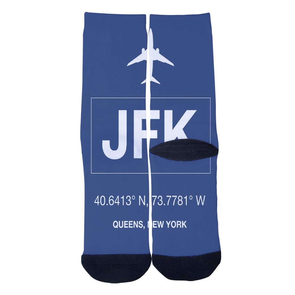 Custom JFK Queens New York Airport Themed Socks for Men & Women - Crazy Creative Personality Crew Socks - Perfect for Travel Enthusiasts & NYC Lovers