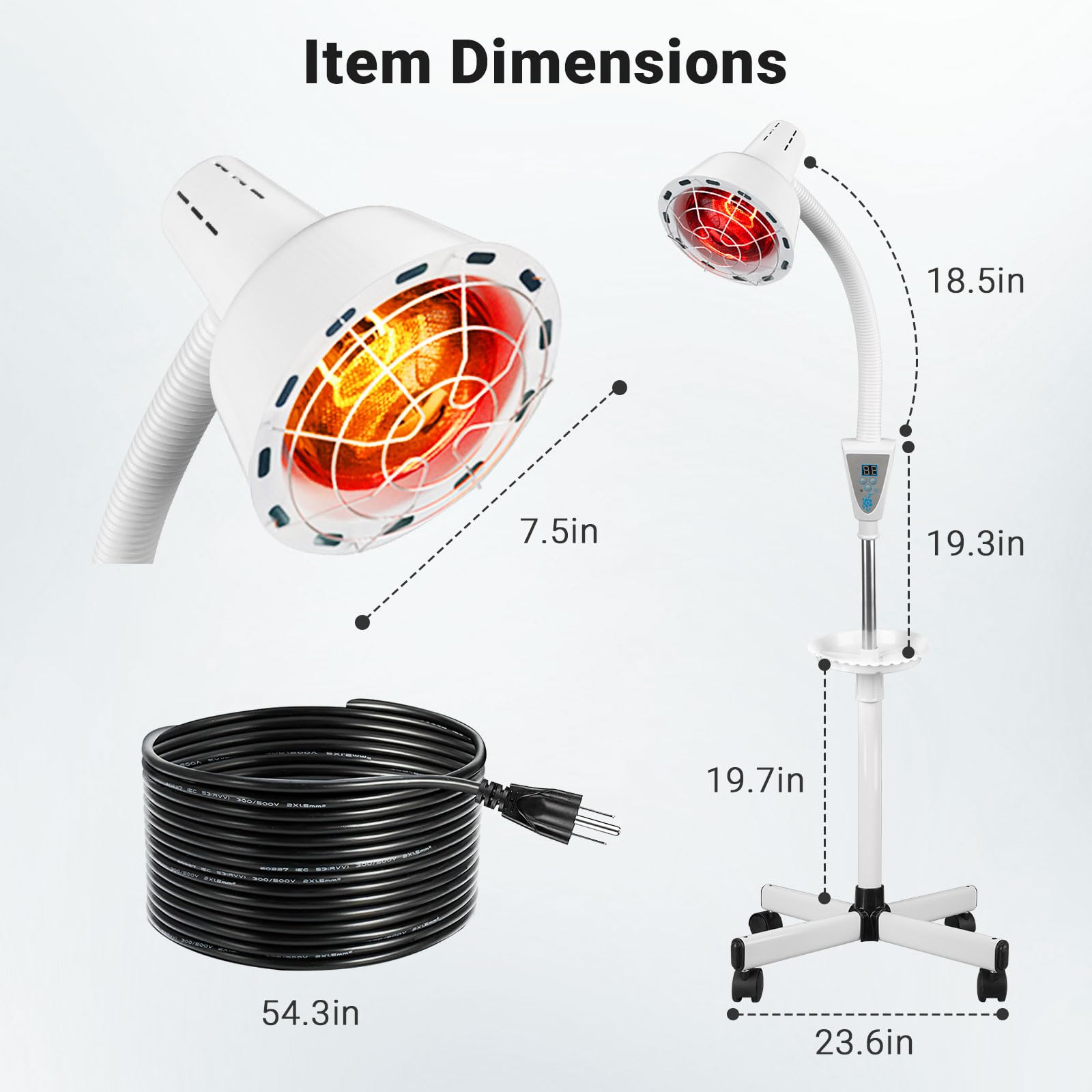 275W Infrared Heat Therapy Lamp with Stand - Adjustable Red Light for Pain Relief, Muscle Aches & Body Relaxation | Home Physical Therapy & Wellness Solution