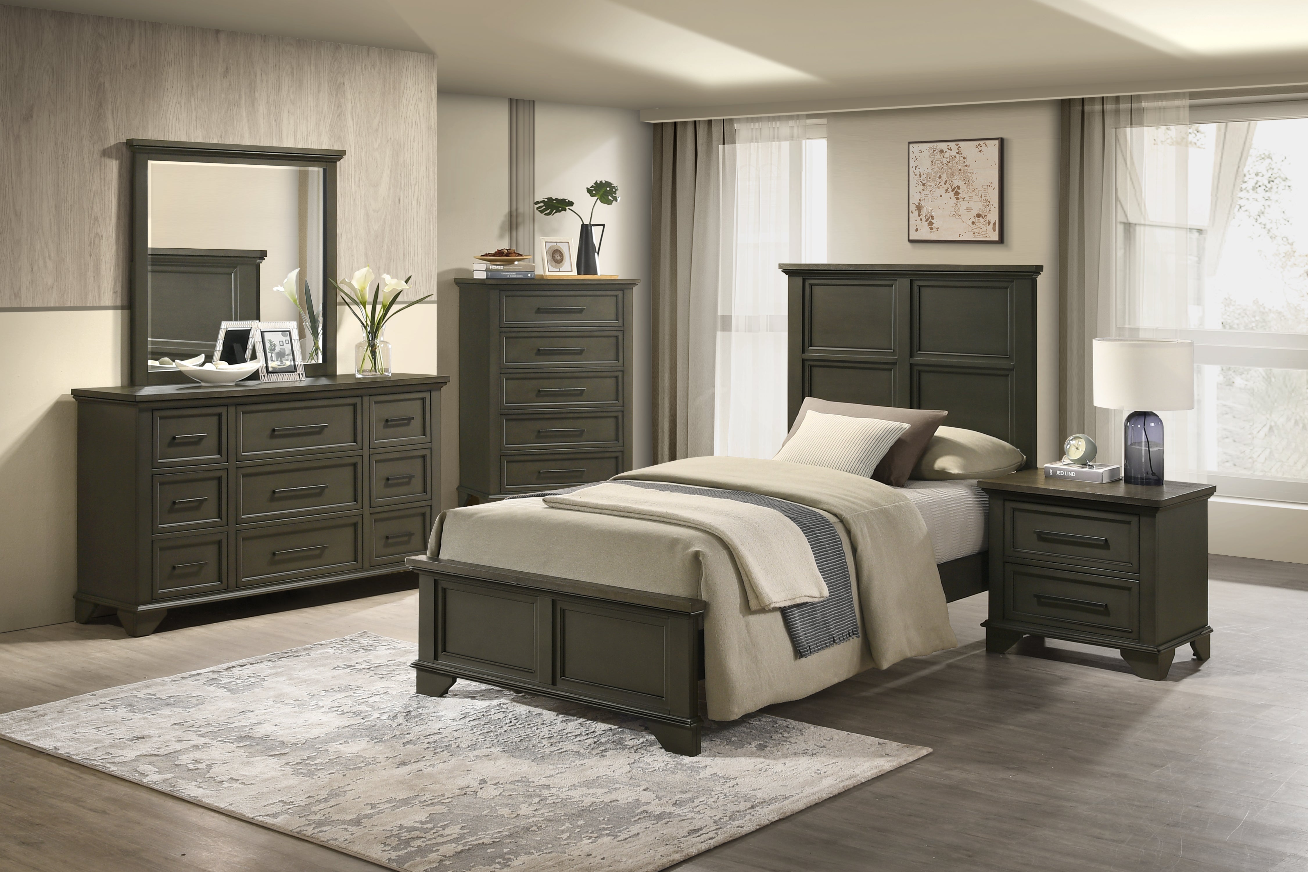 Abigail 9-Drawer Dresser - Grey Wooden Chest of Drawers for Bedroom & Closet Organization | Perfect for Home, Dorm, Nursery Storage