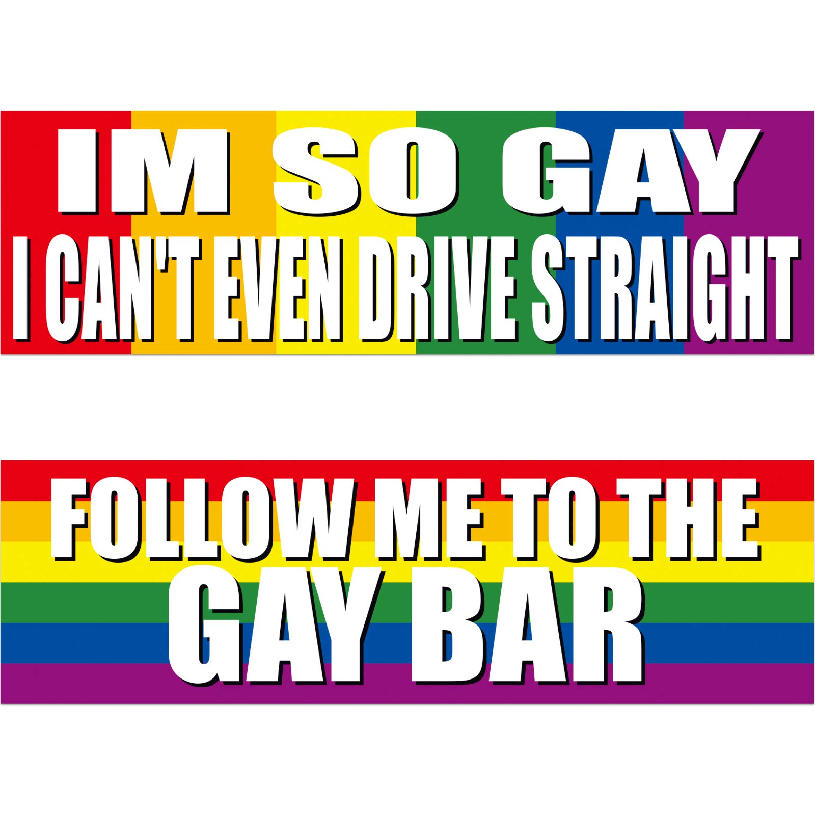 2 Pack Large Funny Rainbow Bumper Stickers - Waterproof Vinyl Decals for Cars, Trucks, SUVs, RVs, Boats & Laptops (10x3 Inches) - Perfect for Pride Events, Personalizing Vehicles & Tech Accessories