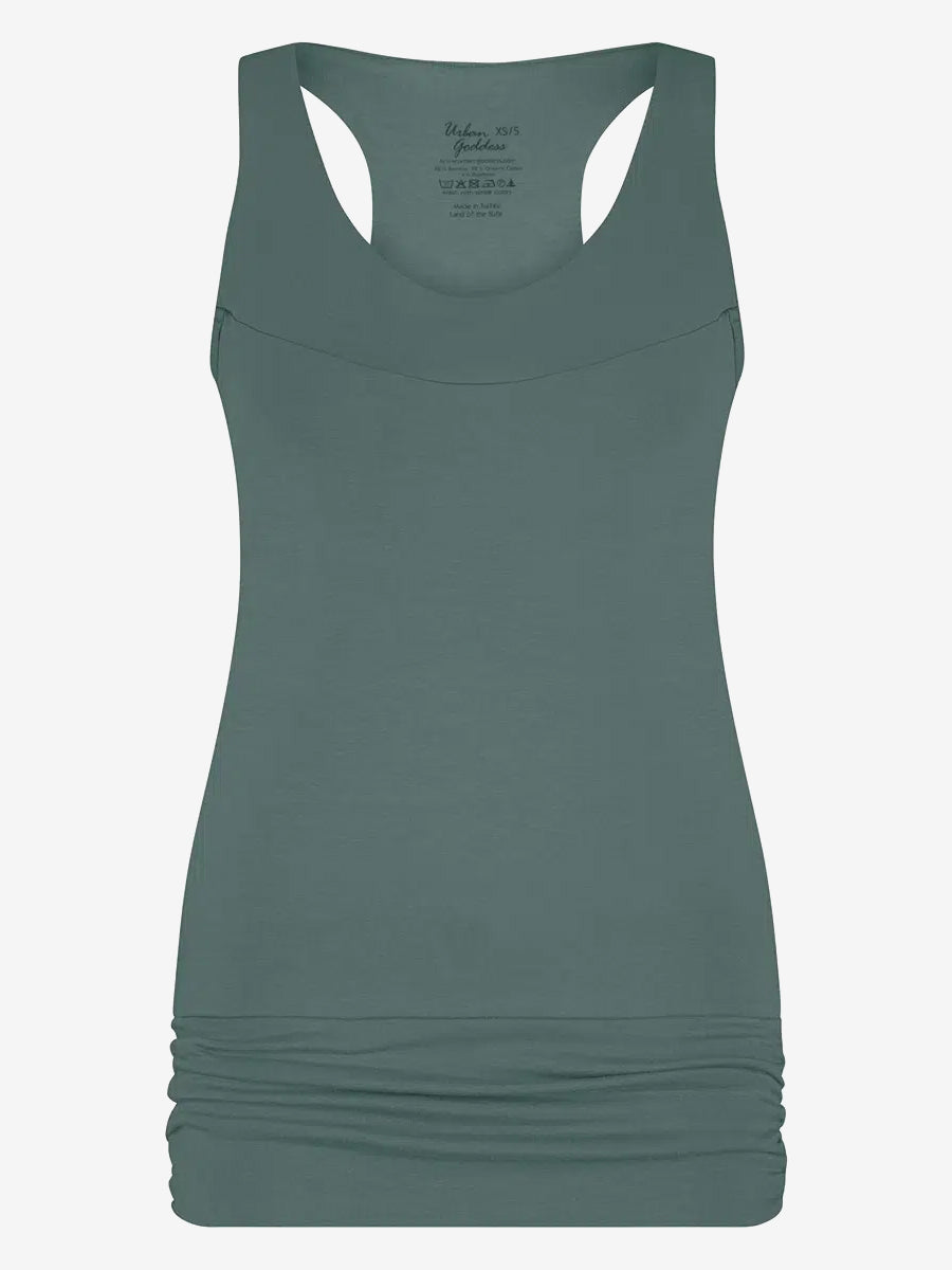 Urban Goddess Kami Yoga Tank Top - Women's Breathable Workout Shirt for Yoga & Fitness in Forest Green - Perfect for Gym, Studio & Outdoor Activities