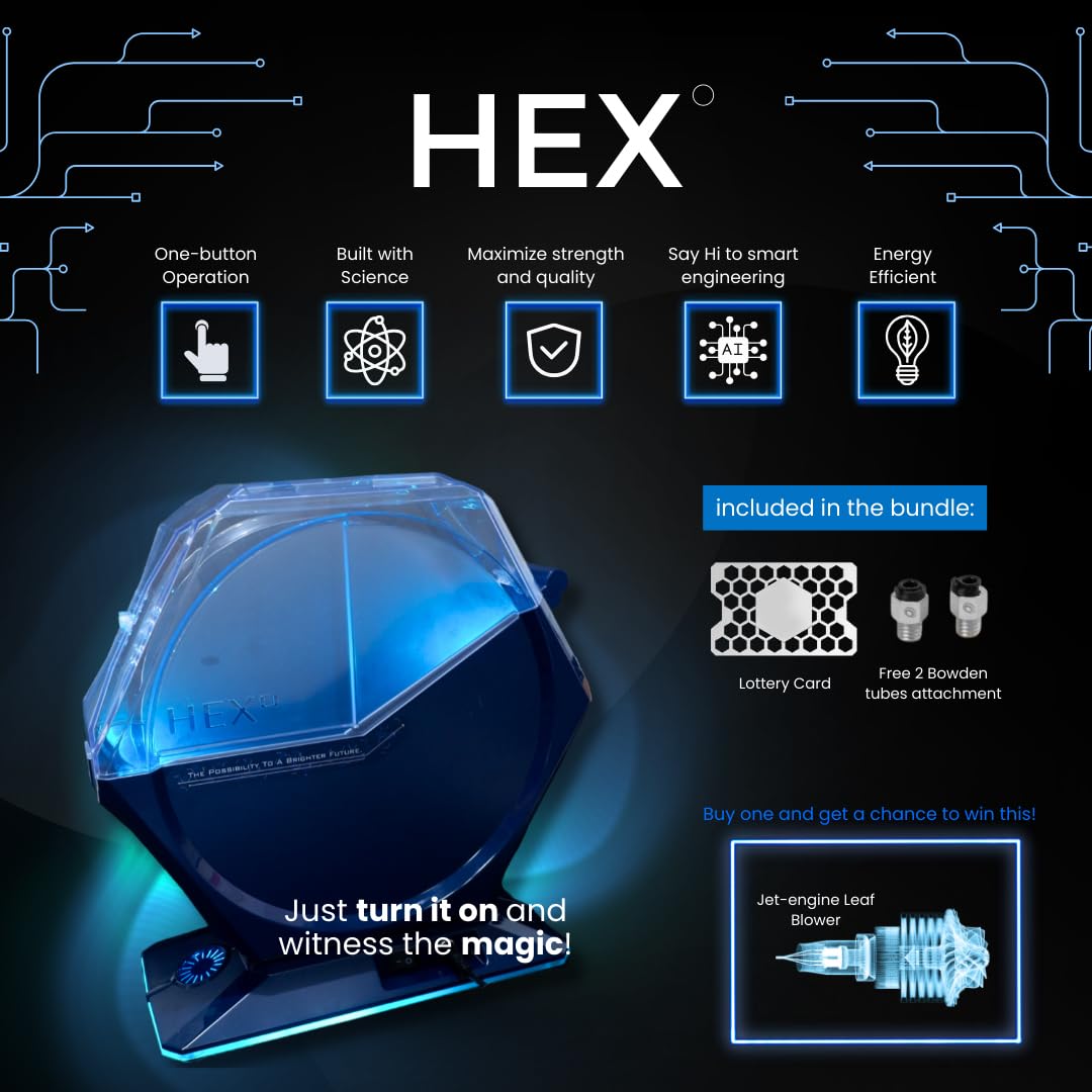 THETA°NanoHex° 3D Printer Filament Dryer Box - Automatic Storage Dehydrator for PLA, PETG, ABS, Nylon, PA & Carbon Fiber Filament (1.75mm/2.85mm/3.00mm) - Keep Filaments Dry for Perfect 3D Printing Results