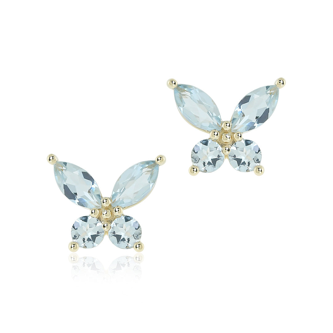Aquamarine Papillon Butterfly Earrings for Women - Elegant Blue Gemstone Jewelry for Parties, Weddings & Special Occasions