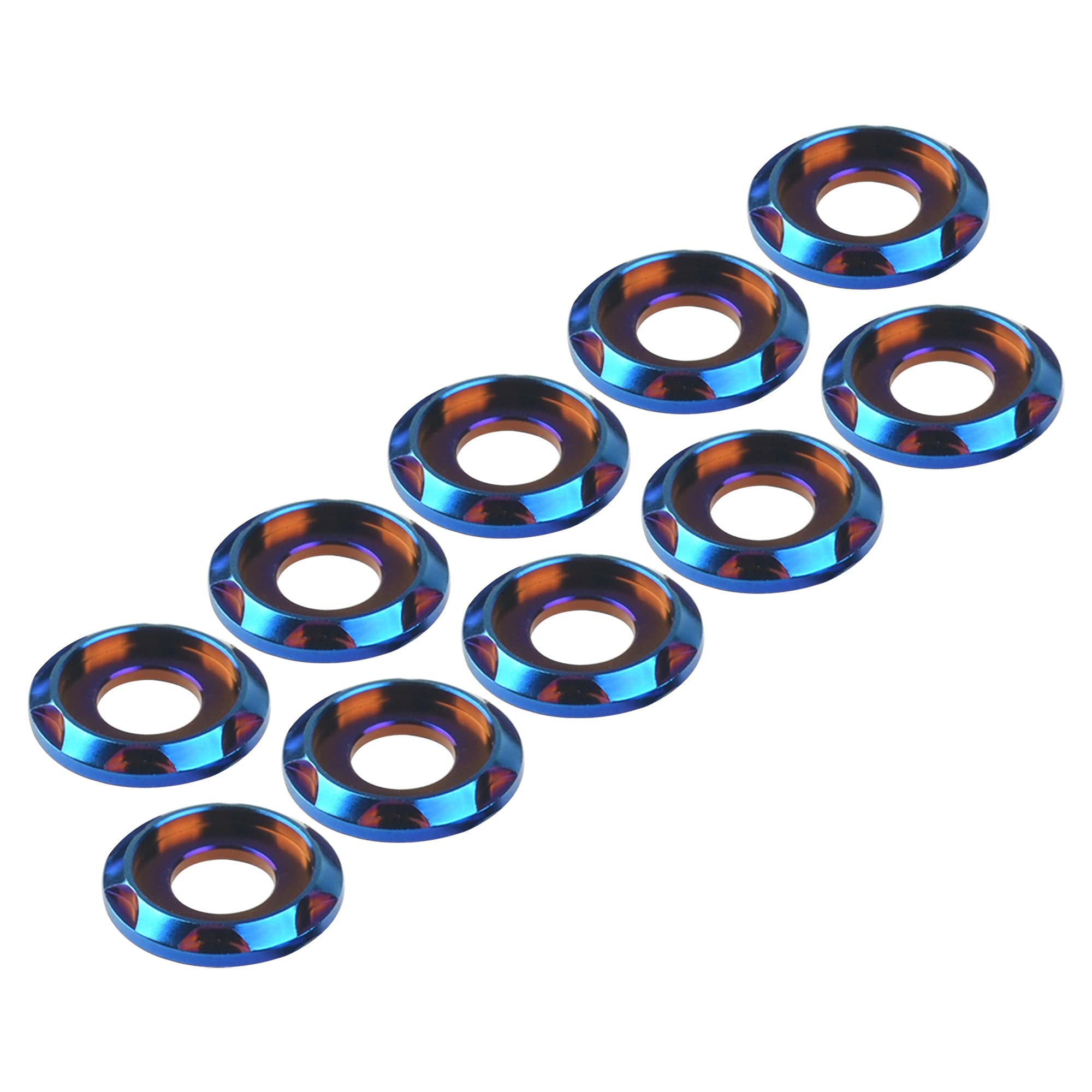 Premium Titanium M5 M6 M8 M10 Spacer Washers for Motorcycle & Car Upgrades - High-Strength Decorative Hardware (10-Pack, Burnt Blue, M10) - Perfect for Engine Mods, Custom Builds & Performance Tuning
