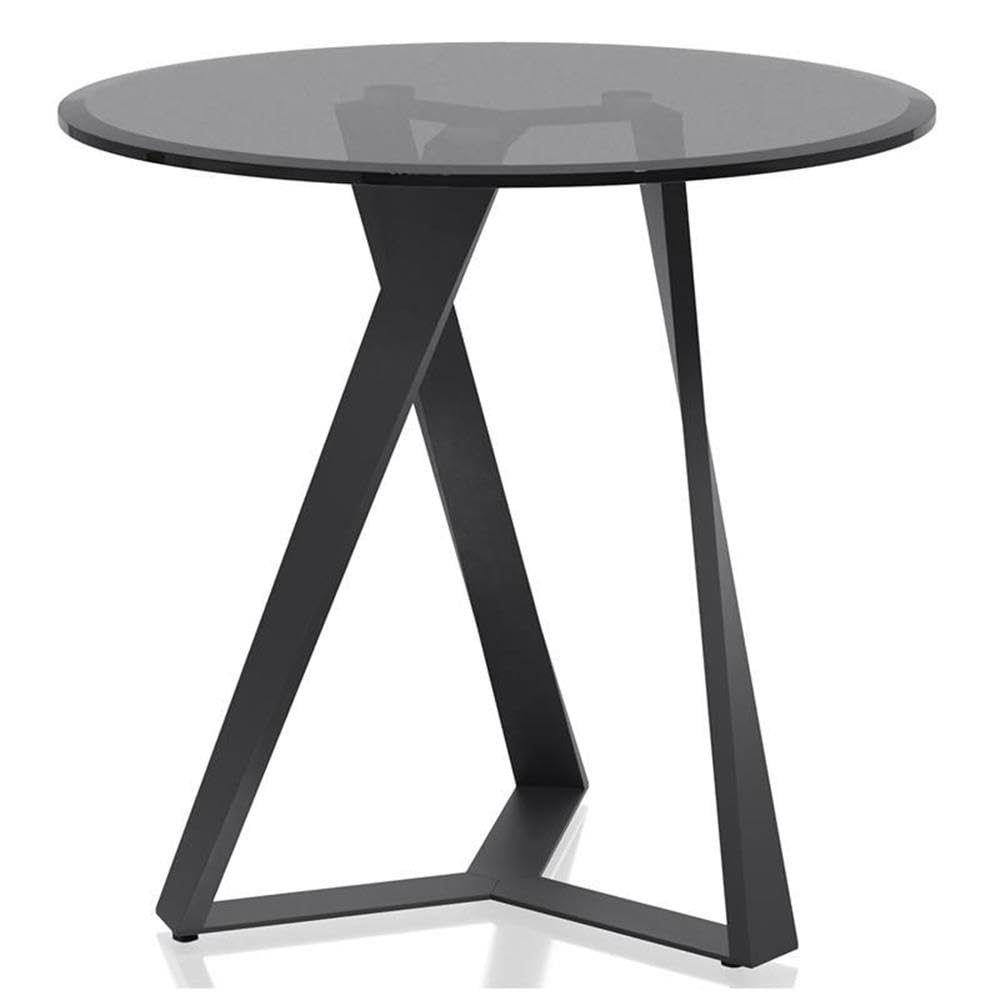 Furniture of America Hetra Modern Black Glass Top End Table - Stylish Accent Table for Living Room, Bedroom, or Office Decor