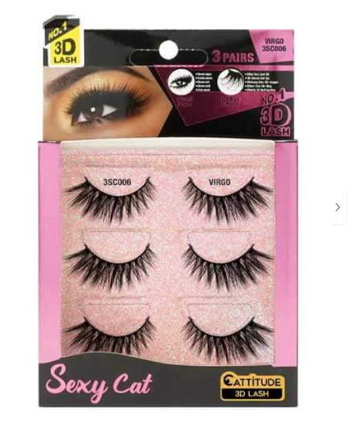 3D Sexy Cat Eyelashes 3-Pack - Voluminous & Natural Look | Choose Your Style for Parties, Halloween & Special Occasions