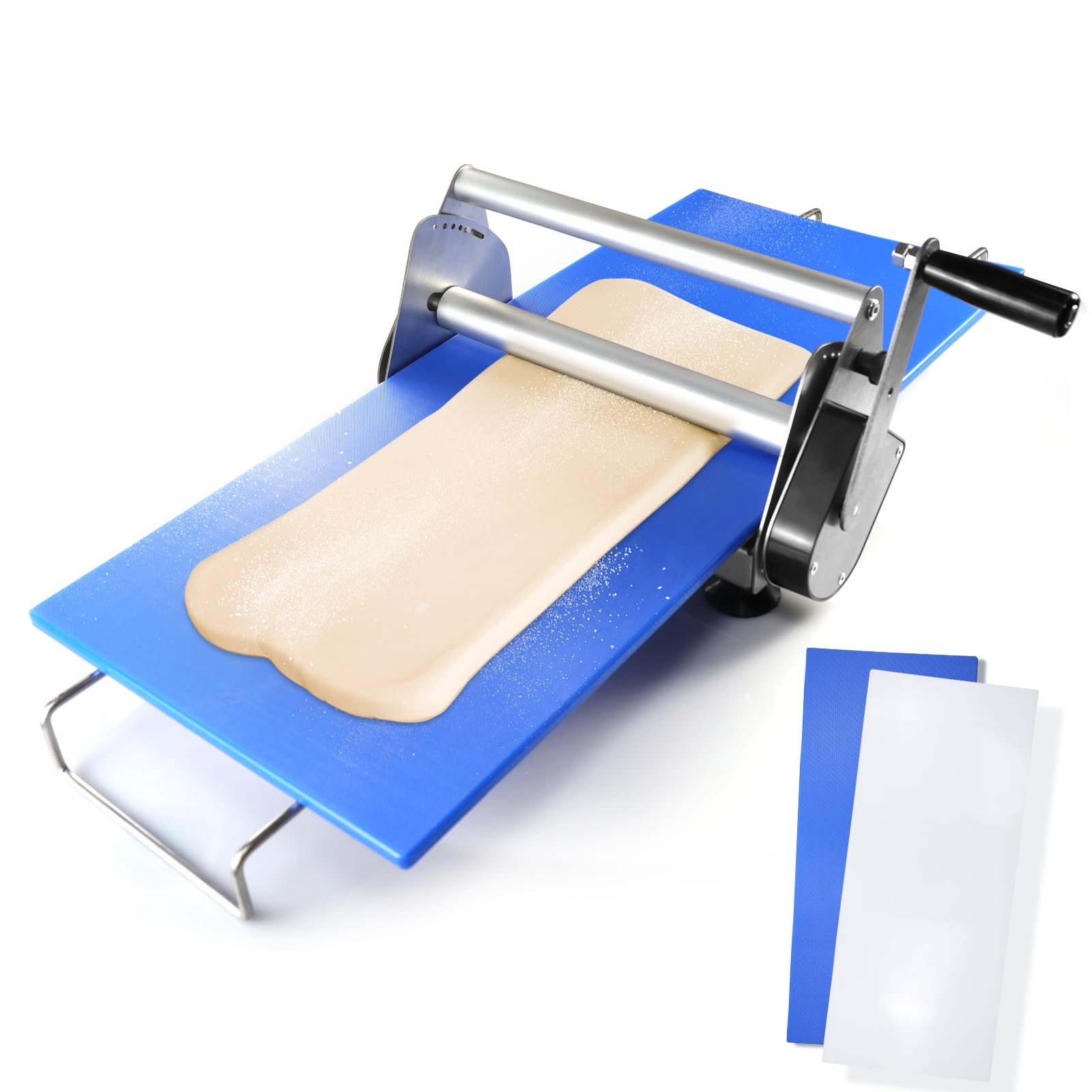 Stainless Steel Manual Dough Sheeter Roller Machine - Adjustable Thickness for Bakery, Pizza, Pasta & Pastry Dough | Perfect for Home Bakers & Professional Kitchens