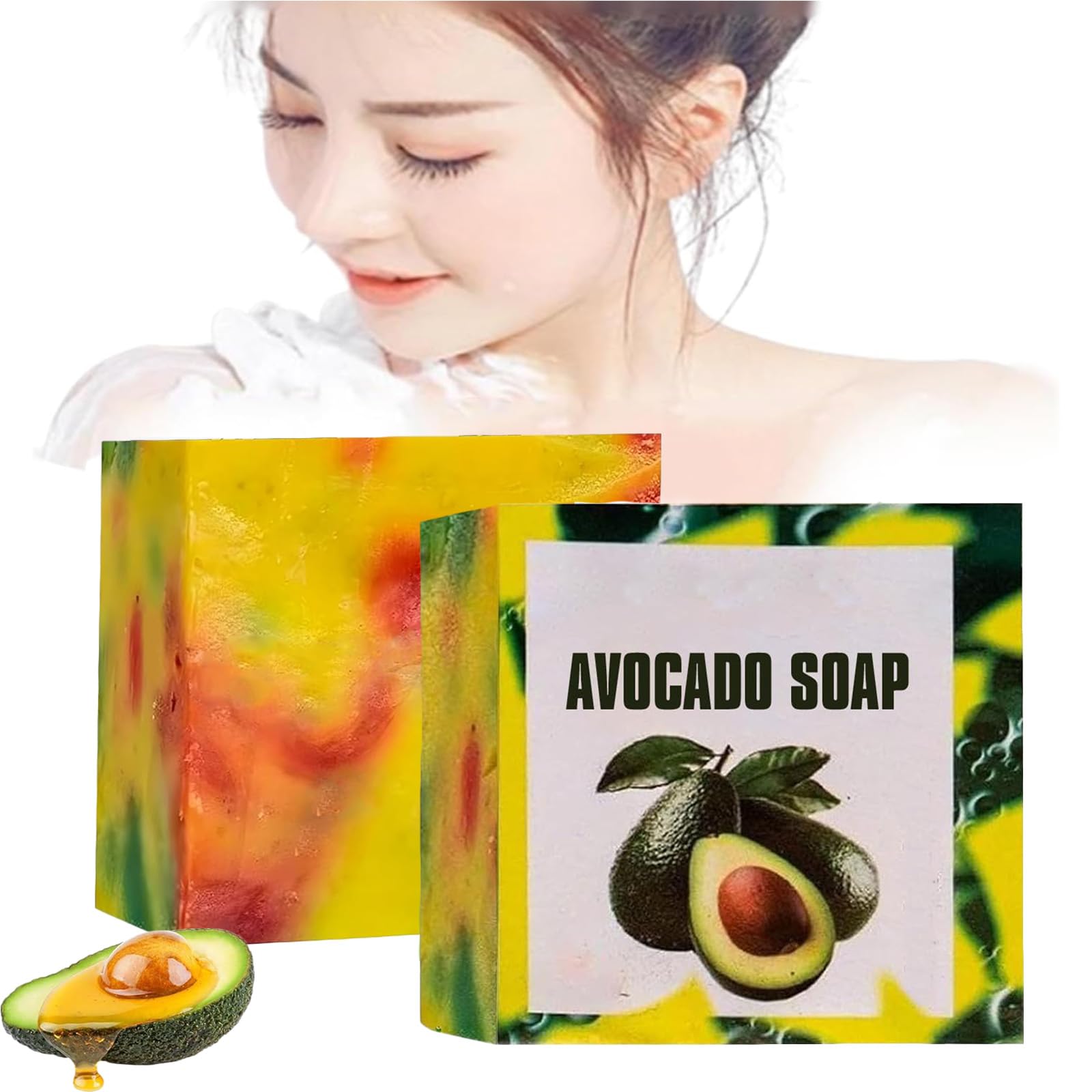 Organic Avocado Soap Bar - Handmade Natural Moisturizing Soap for Women & Men - Nourishing Body Wash for All Skin Types - Perfect for Dry Skin Care & Relaxing Bath Time (1PC)