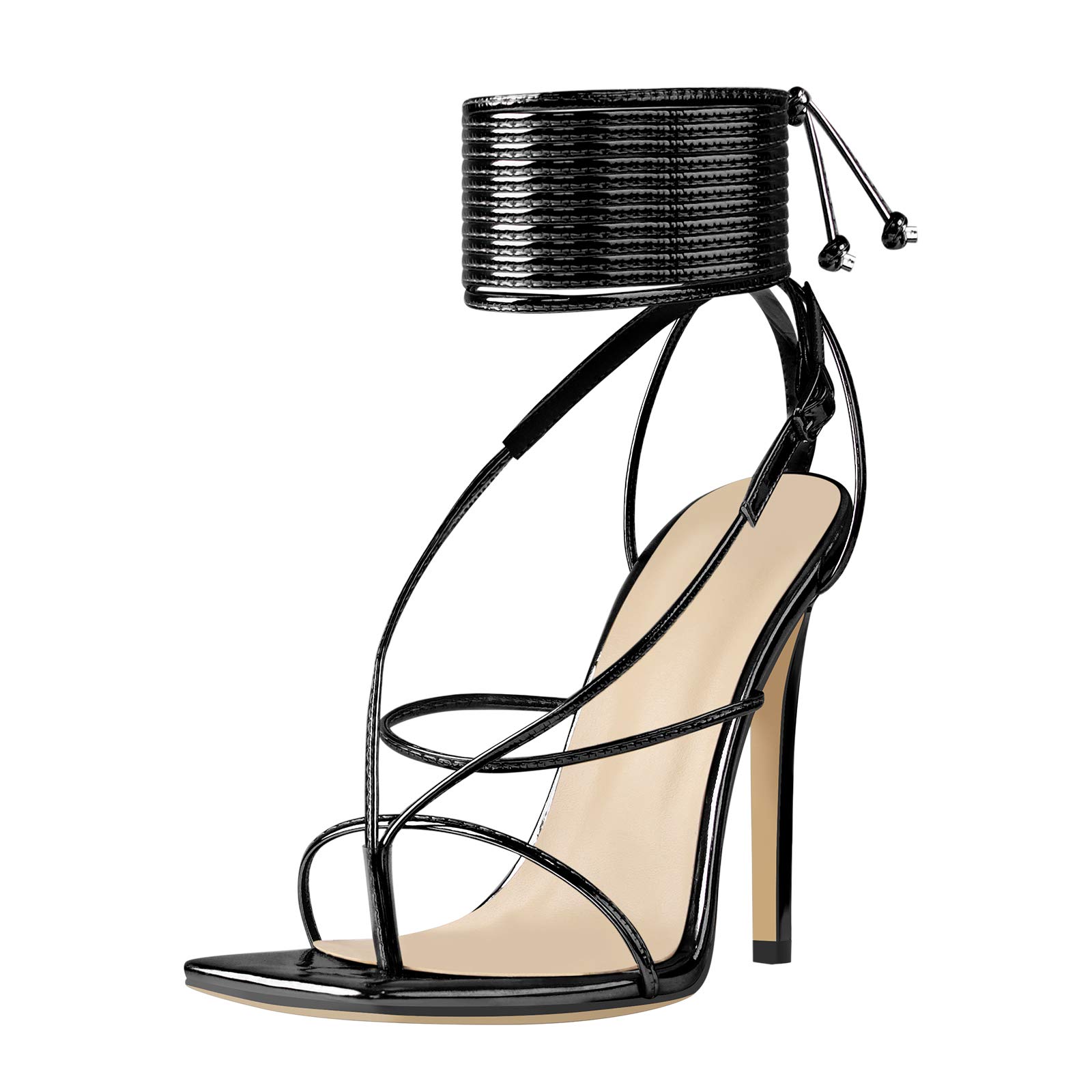 LISHAN Women's Strappy Lace-Up Thong Sandals - Sexy High Heels for Summer, Beach, Parties & Date Nights