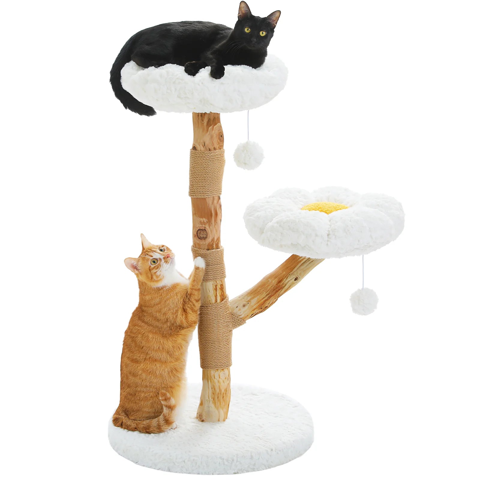 Premium Blossom Cat Tree with Real Wood - Sturdy & Natural Cat Climbing Tower for Indoor Play, Scratching & Lounging - Perfect for Small to Large Cats in Home or Apartment