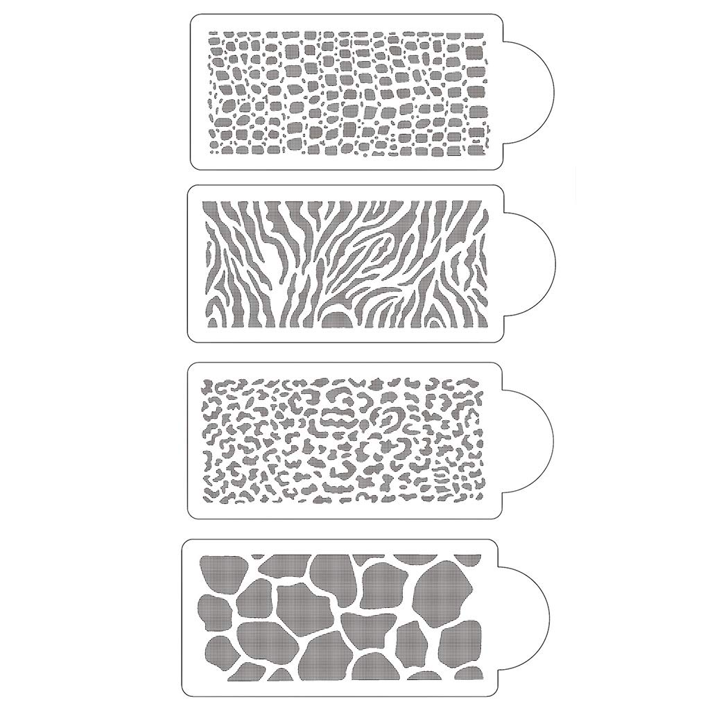 FEIlei 4-Pack Cake Decorating Stencil Molds - Reusable Wedding Cake Mesh Stencils & Templates for Baking, Dessert Decorating - Perfect for Birthday Parties, Wedding Cakes, Cupcakes and DIY Baking Projects