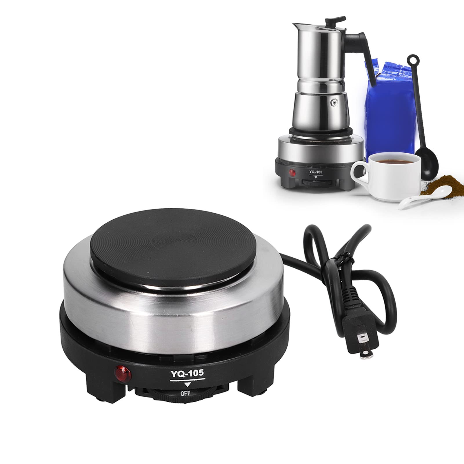 500W Small Electric Hot Plate - 5 Temperature Settings with Power Indicator Light for Heating Coffee, Tea, Milk - Perfect for Home, Office & Dorm Use