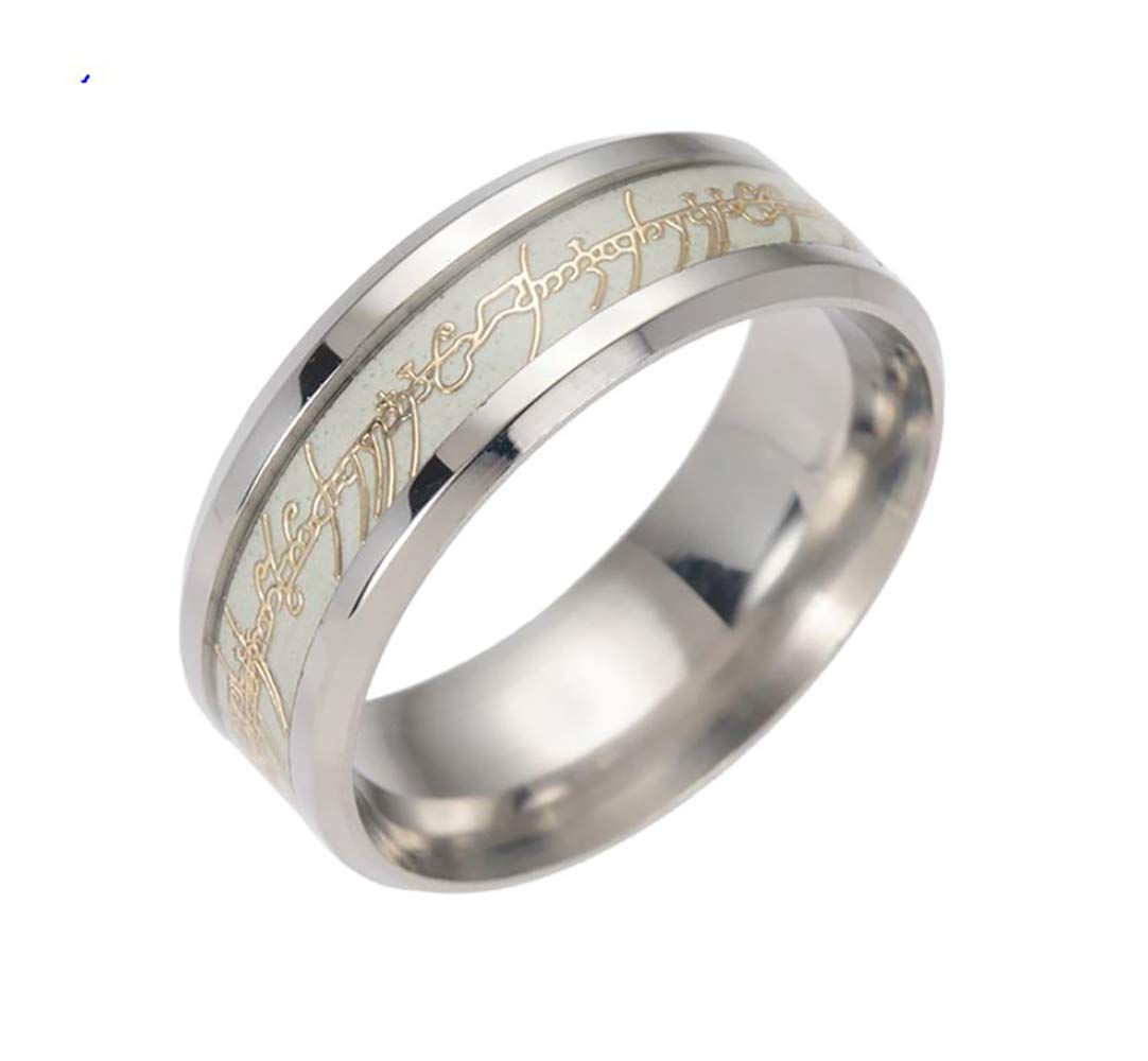 Glow in The Dark Stainless Steel Wedding Ring for Men & Women - 8mm Wide Matching Couple Bands - Durable Black One Ring Set - Perfect Gift for Birthday, Anniversary & Holidays - Ideal for Nighttime Wear & Romantic Occasions