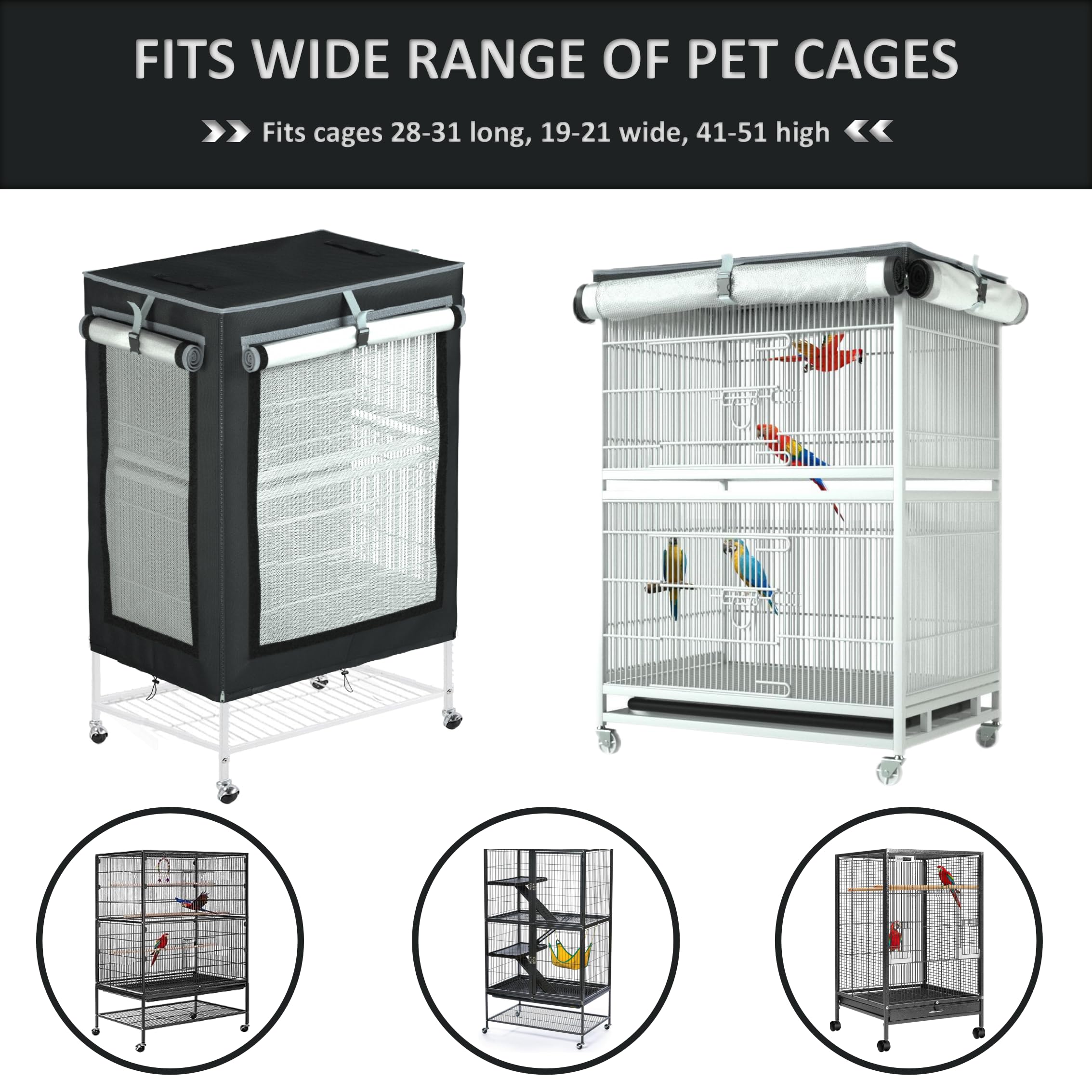 Universal Large Bird Cage Cover 32x21x46 Inches - Breathable Nighttime Bird Cage Cover for Parrots, Cockatiels & Macaws | Perfect for Sleep, Travel & Indoor Use