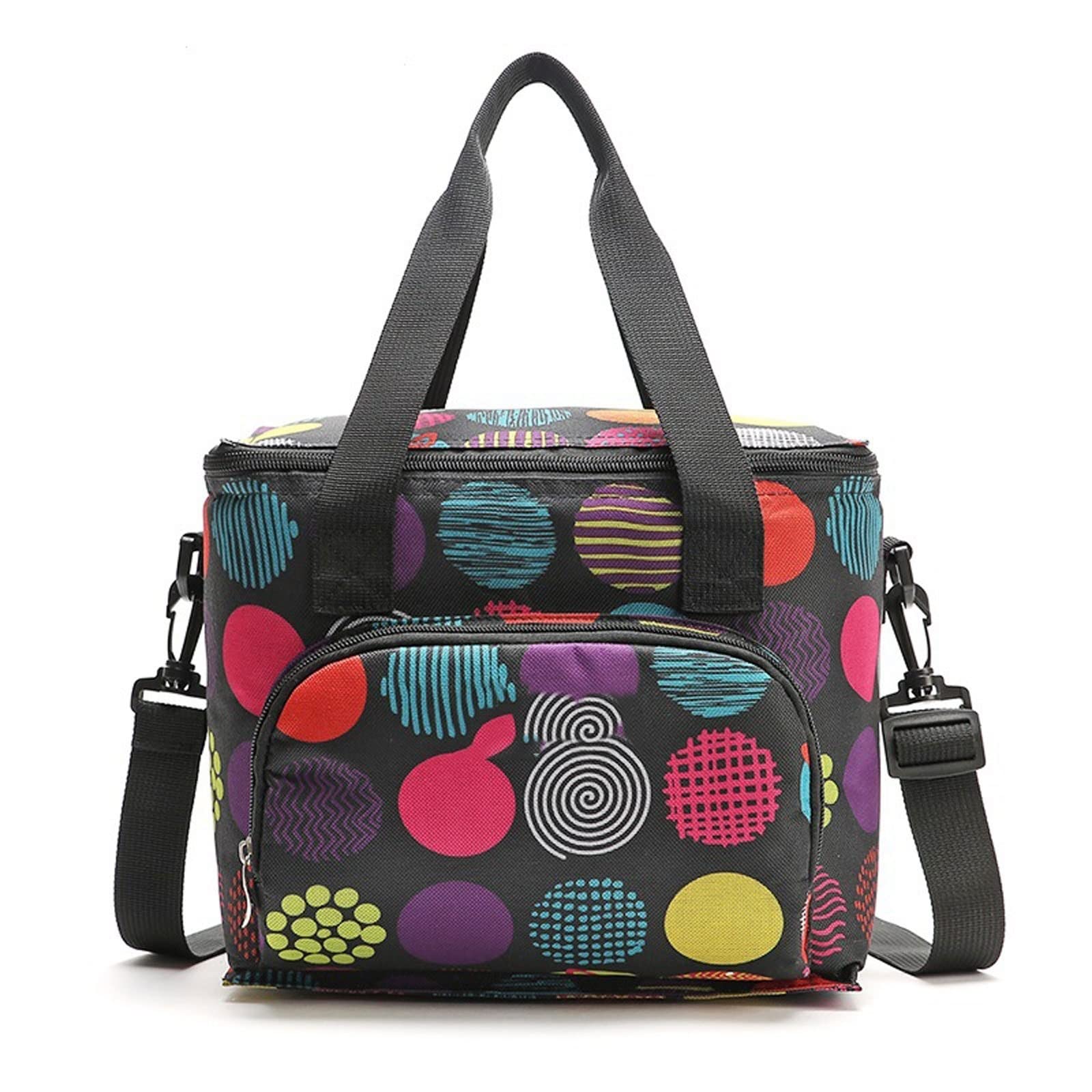 HIZLJJ Insulated Lunch Bag Large Cooler Tote with Detachable Shoulder Strap - Thermal Durable Food Container for Work, School & Picnics (Color: Black) - Perfect for Office Lunch, Beach Trips & Outdoor Activities