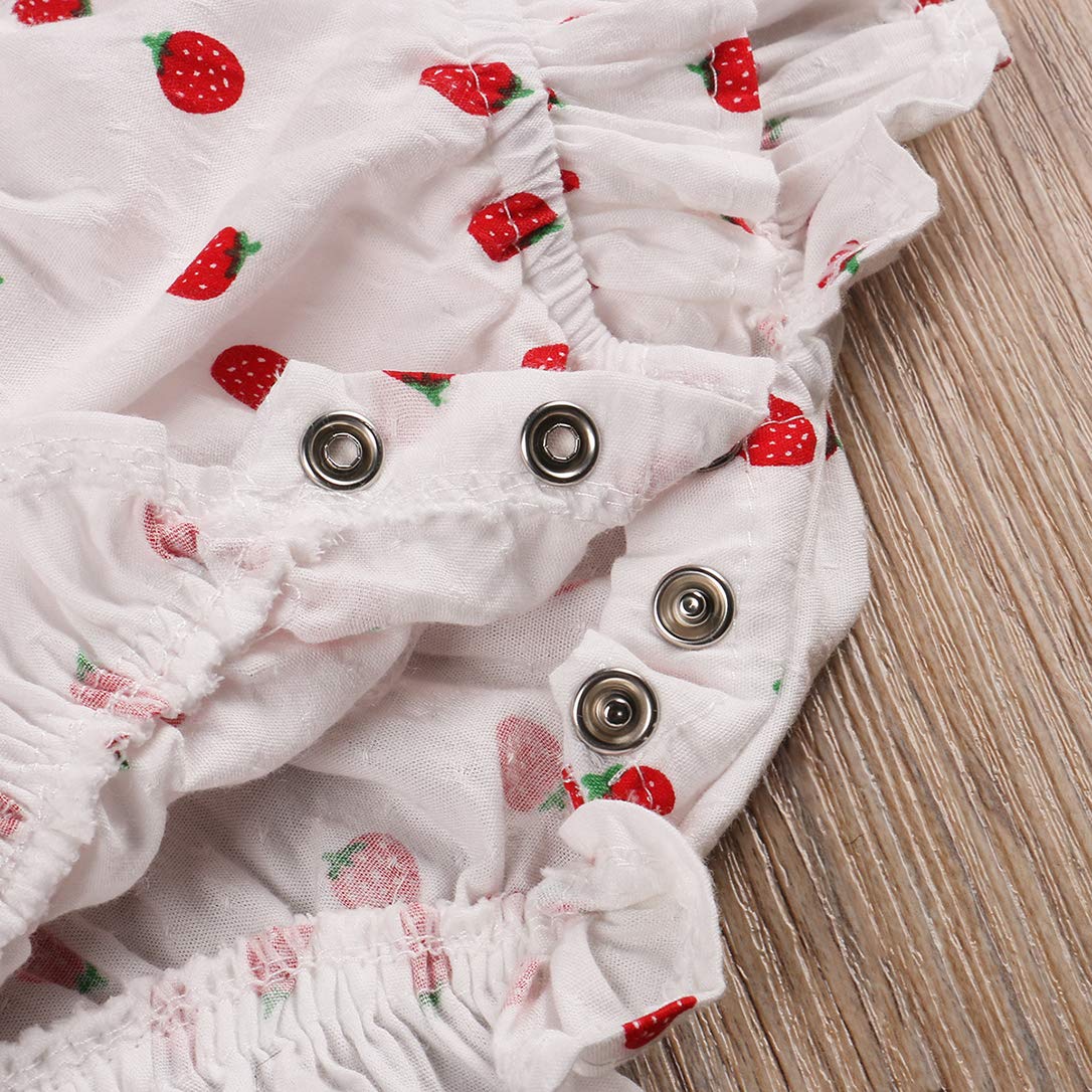 Pineapple Print Cotton Linen Baby Girl Romper with Ruffles & Headband - Newborn Toddler Summer Outfit for Beach, Photo Shoots & Casual Wear