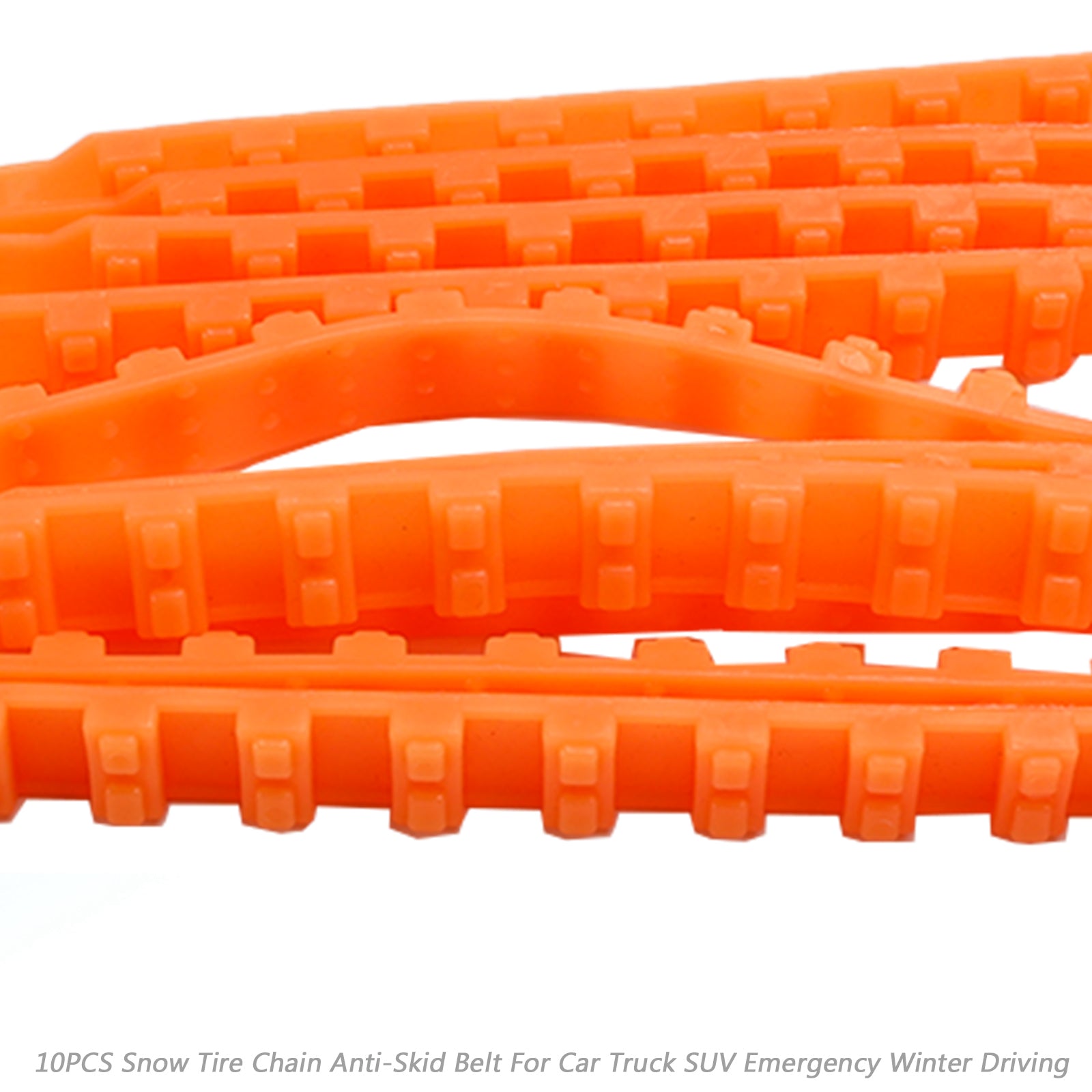 10/20/40PCS Heavy Duty Snow Tire Chains - Anti-Skid Traction Belts for Cars, Trucks & SUVs | Winter Emergency Driving Safety Gear (Orange) - Perfect for Icy Roads, Mountain Trips & Snowy Commutes
