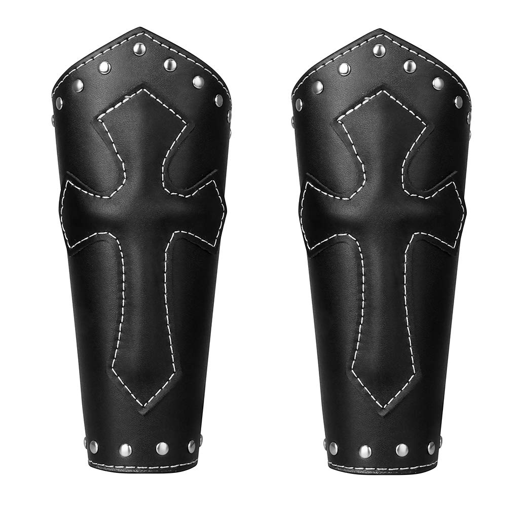 JAOYU Men's Leather Bracers - Medieval Arm Armor Cuffs & Viking Gauntlets for Cosplay, LARP, Renaissance Fairs - Perfect for Costume Accessories, Role Playing & Historical Reenactments