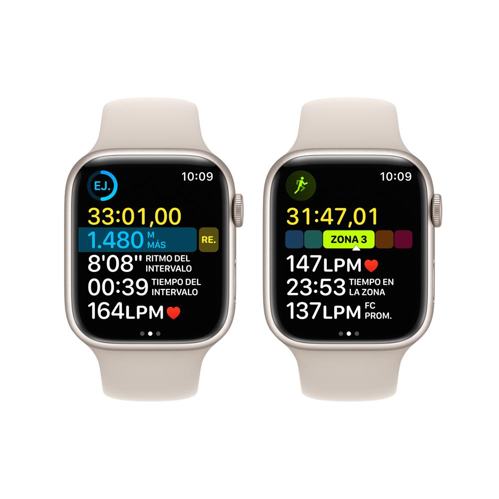 Apple Watch Series 8 (GPS + Cellular) 45mm Aluminum Case in Starlight with White Starlight Sport Band - Perfect for Fitness Tracking, Workouts & Everyday Wear