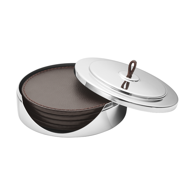 Georg Jensen Manhattan Coaster Set - Premium Stainless Steel Drink Coasters for Home & Bar - Elegant Gift for Housewarming, Wedding & Anniversary - Perfect for Wine, Cocktails & Coffee