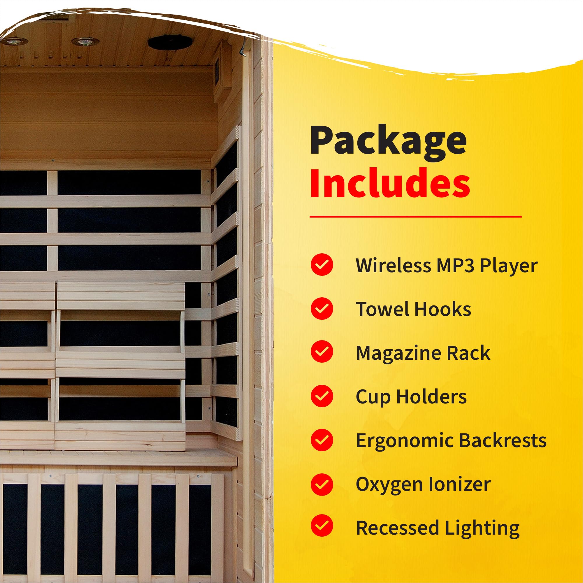HEATWAVE 2-Person Hemlock Infrared Sauna with 6 Carbon Heaters & Chromotherapy Lighting - Home Spa Relaxation for Couples, Detox & Muscle Recovery
